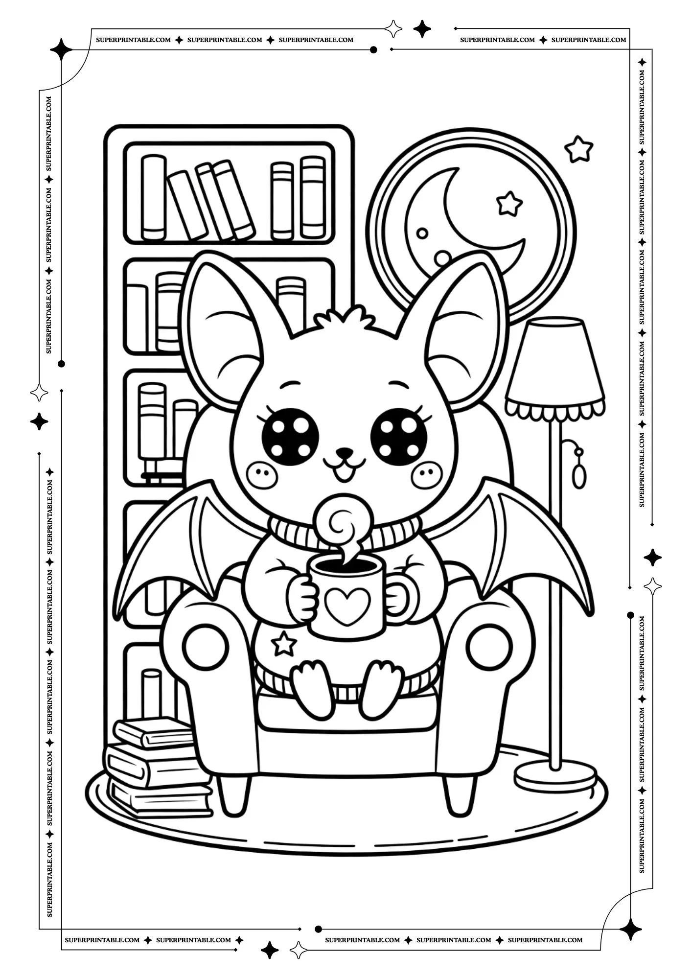 Bat Coloring Pages For Kids & Adults 10