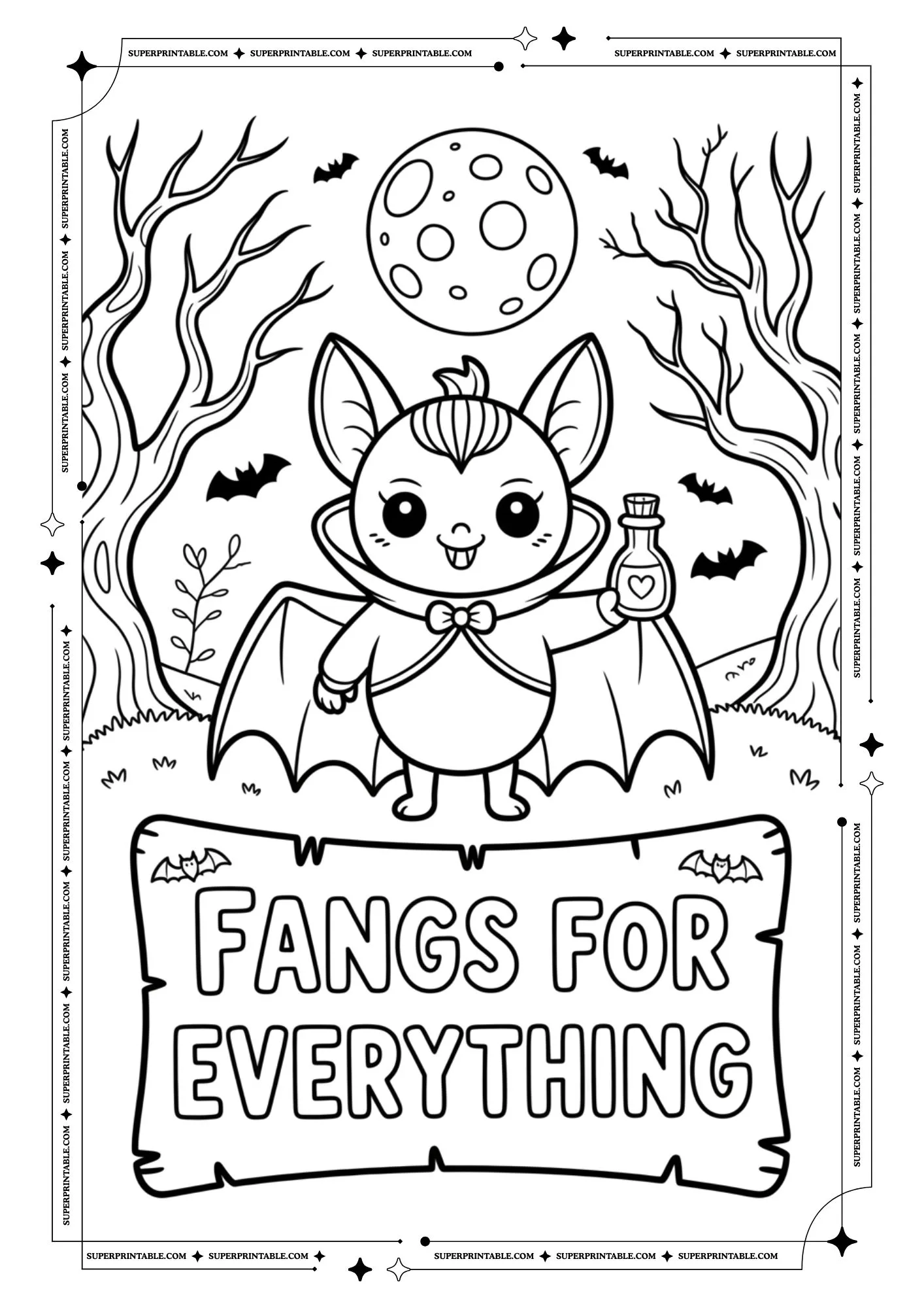 Bat Coloring Pages For Kids & Adults 4