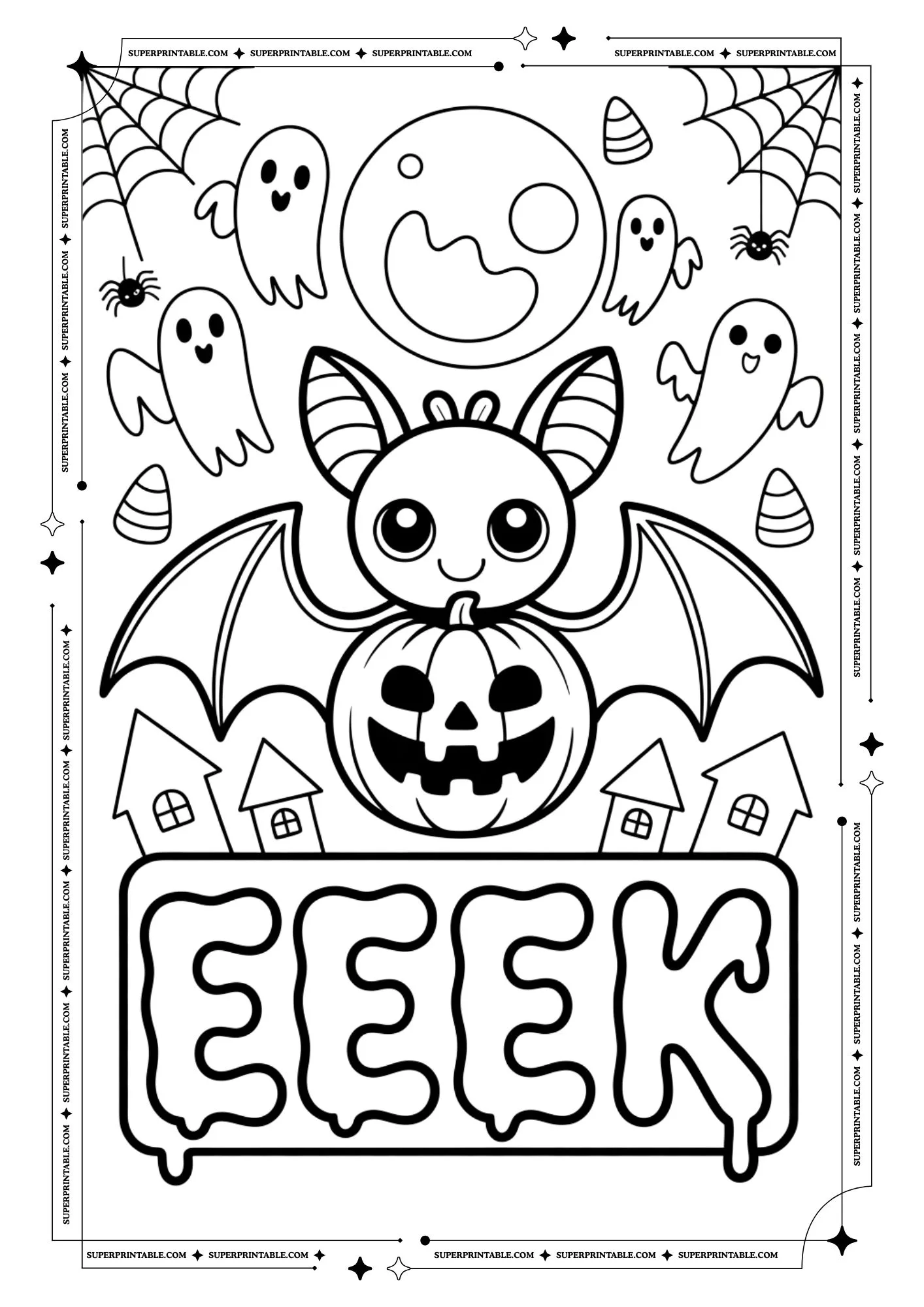 Bat Coloring Pages For Kids & Adults 9