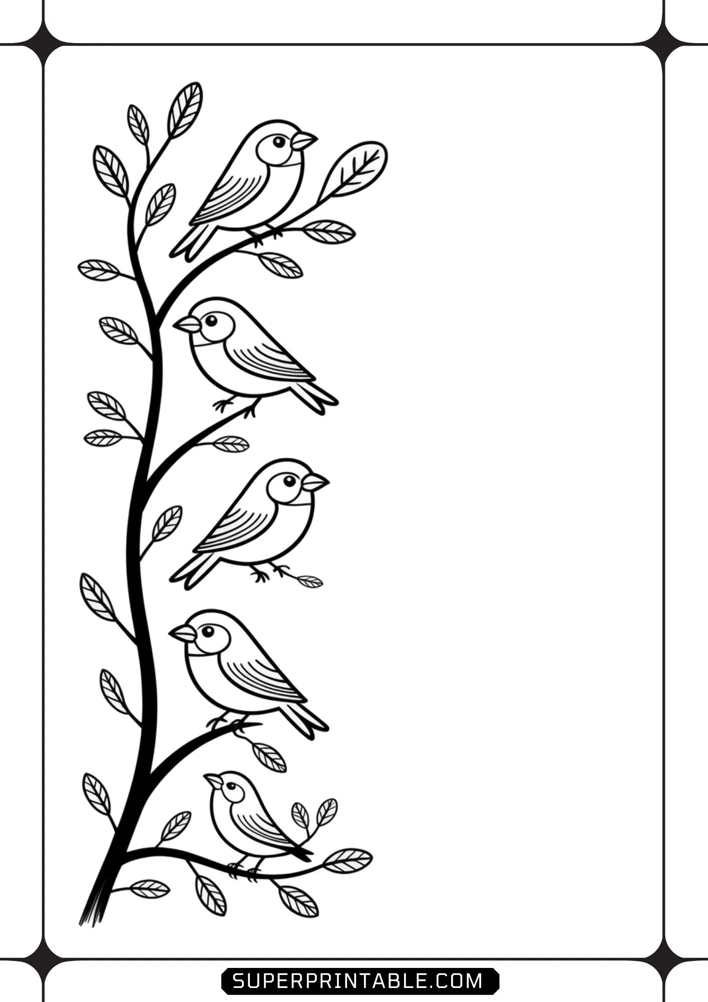 Birds On Trees Coloring Pages 2
