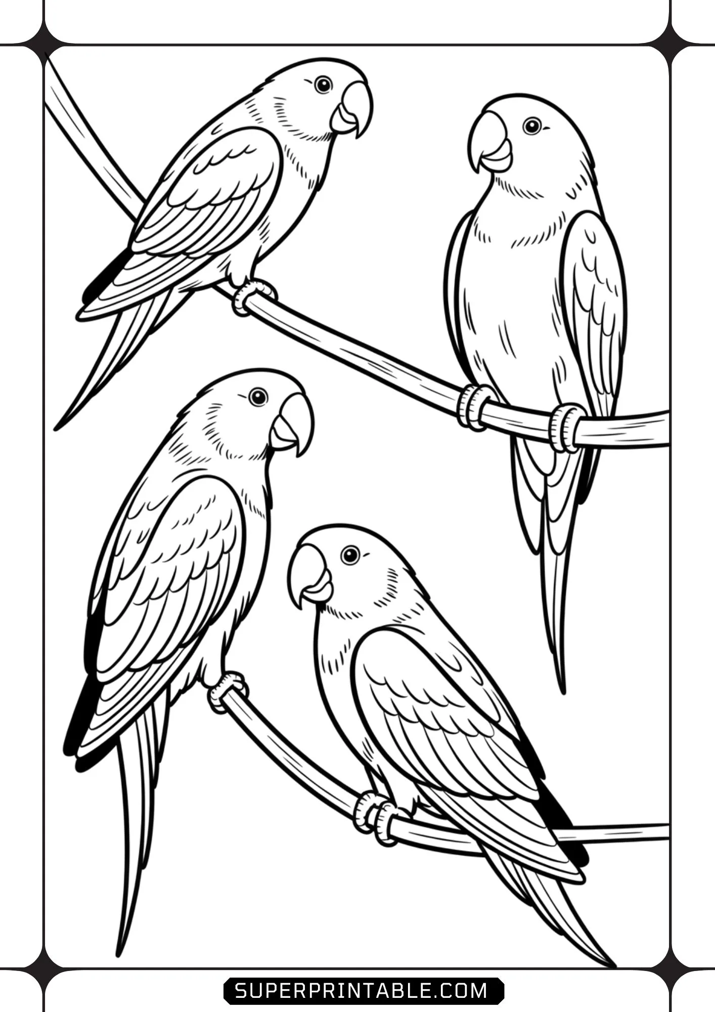 Birds On Trees Coloring Pages 3