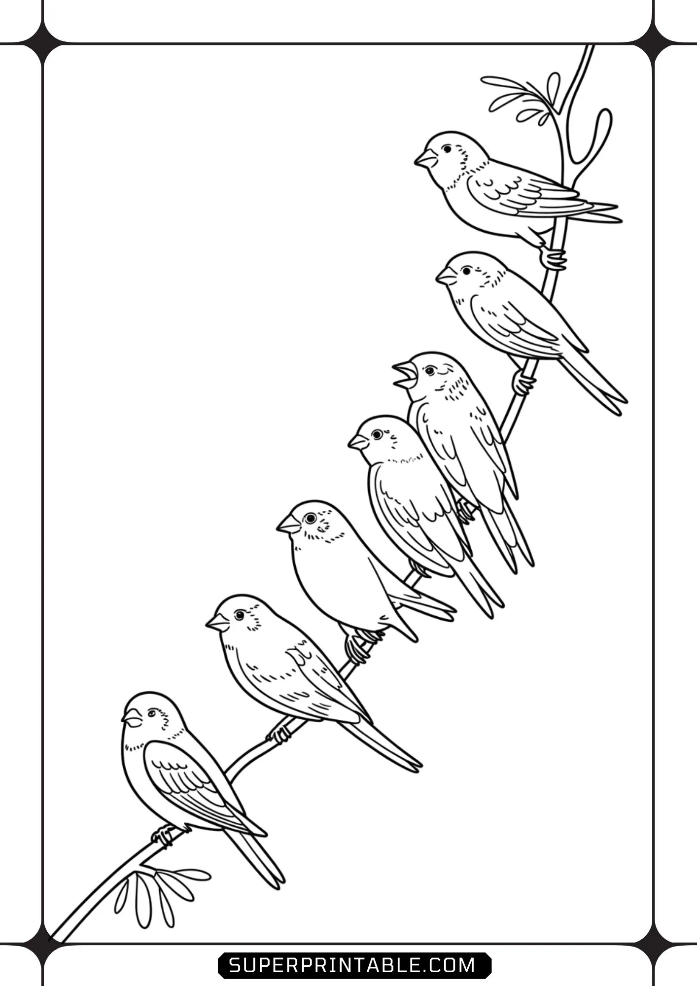 Birds On Trees Coloring Pages 5