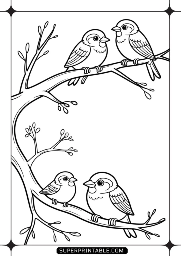 Birds On Trees Coloring Pages 6