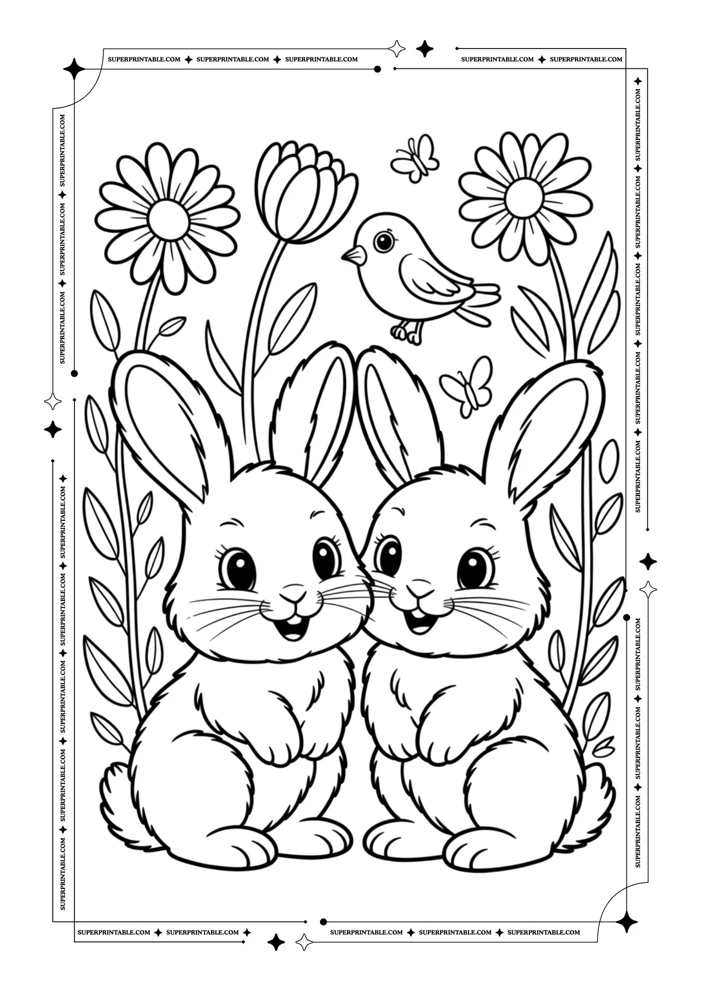 Bunny Coloring Pages For Kids & Adults 13