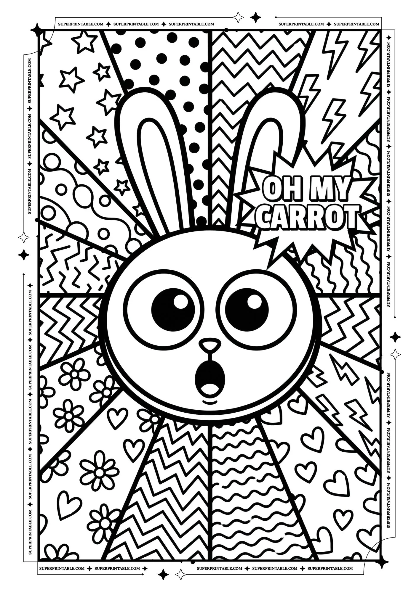 Bunny Pop Art Coloring Pages For Kids & Adults 01