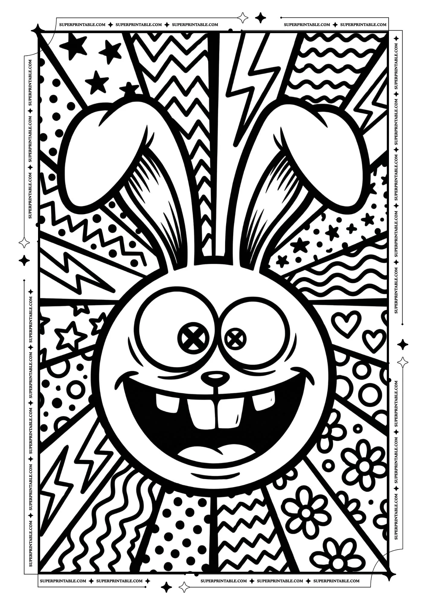 Bunny Pop Art Coloring Pages For Kids & Adults 02