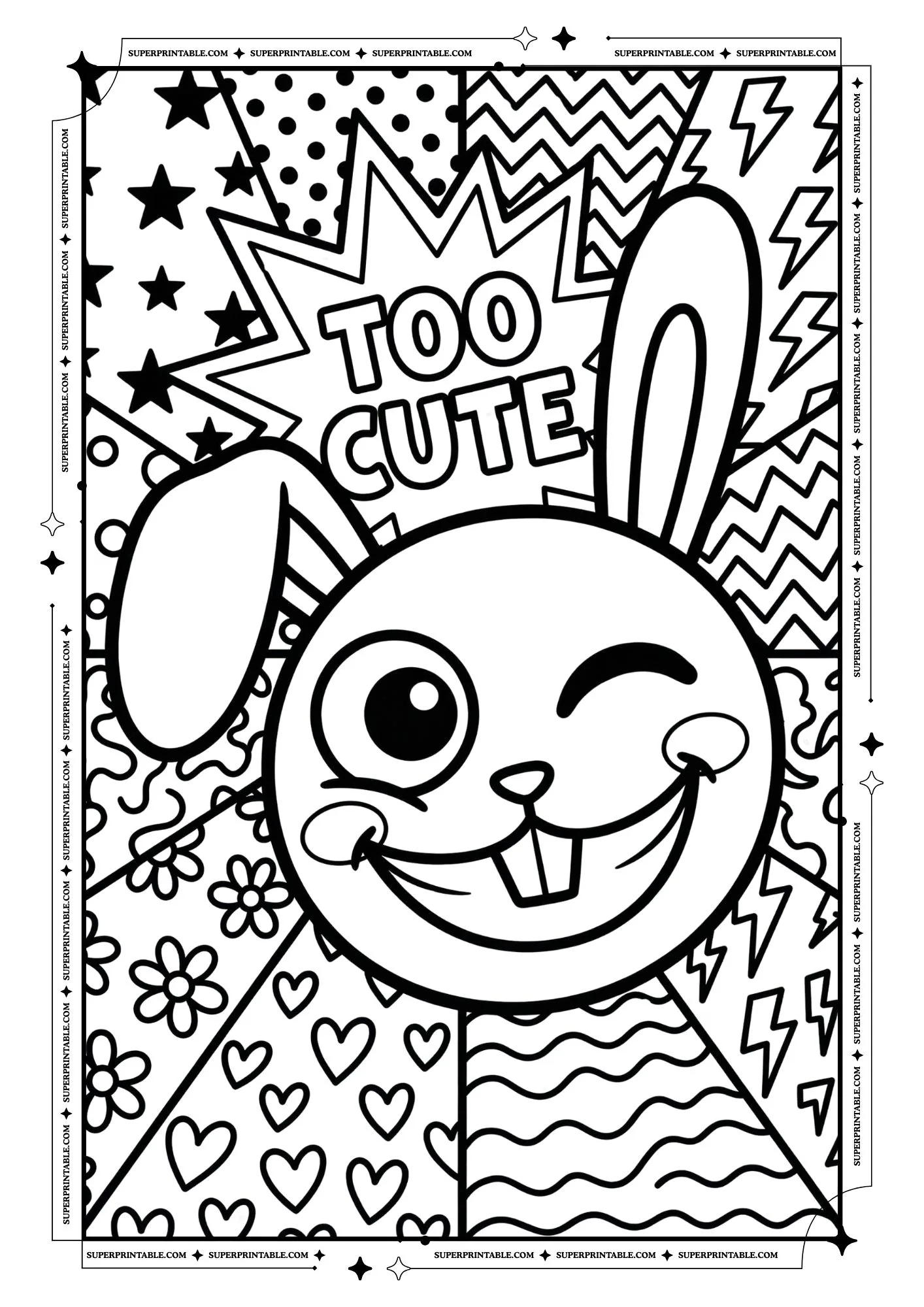 Bunny Pop Art Coloring Pages For Kids & Adults 04
