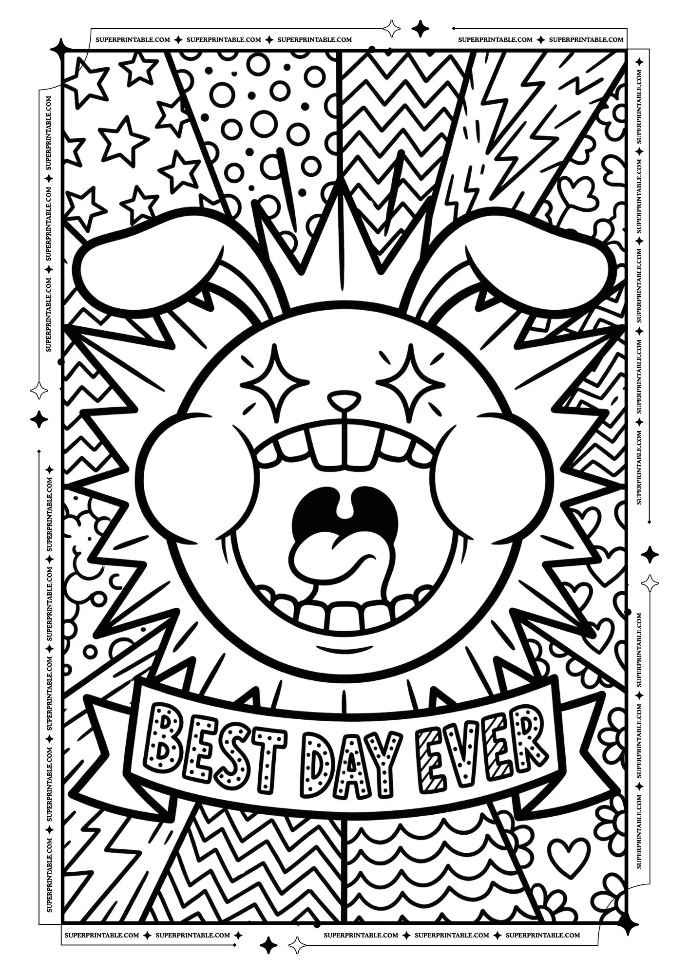Bunny Pop Art Coloring Pages For Kids & Adults 05