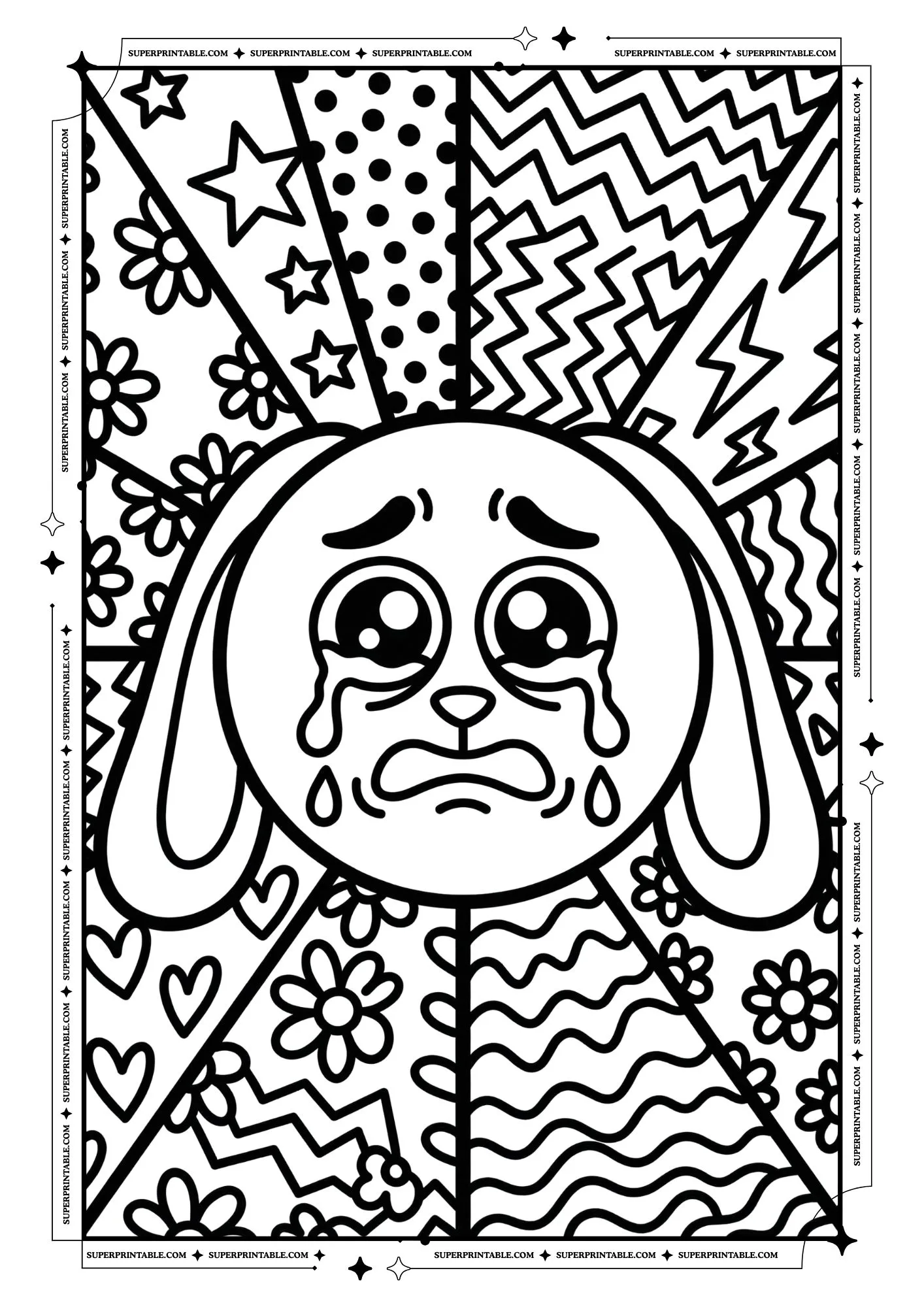 Bunny Pop Art Coloring Pages For Kids & Adults 06