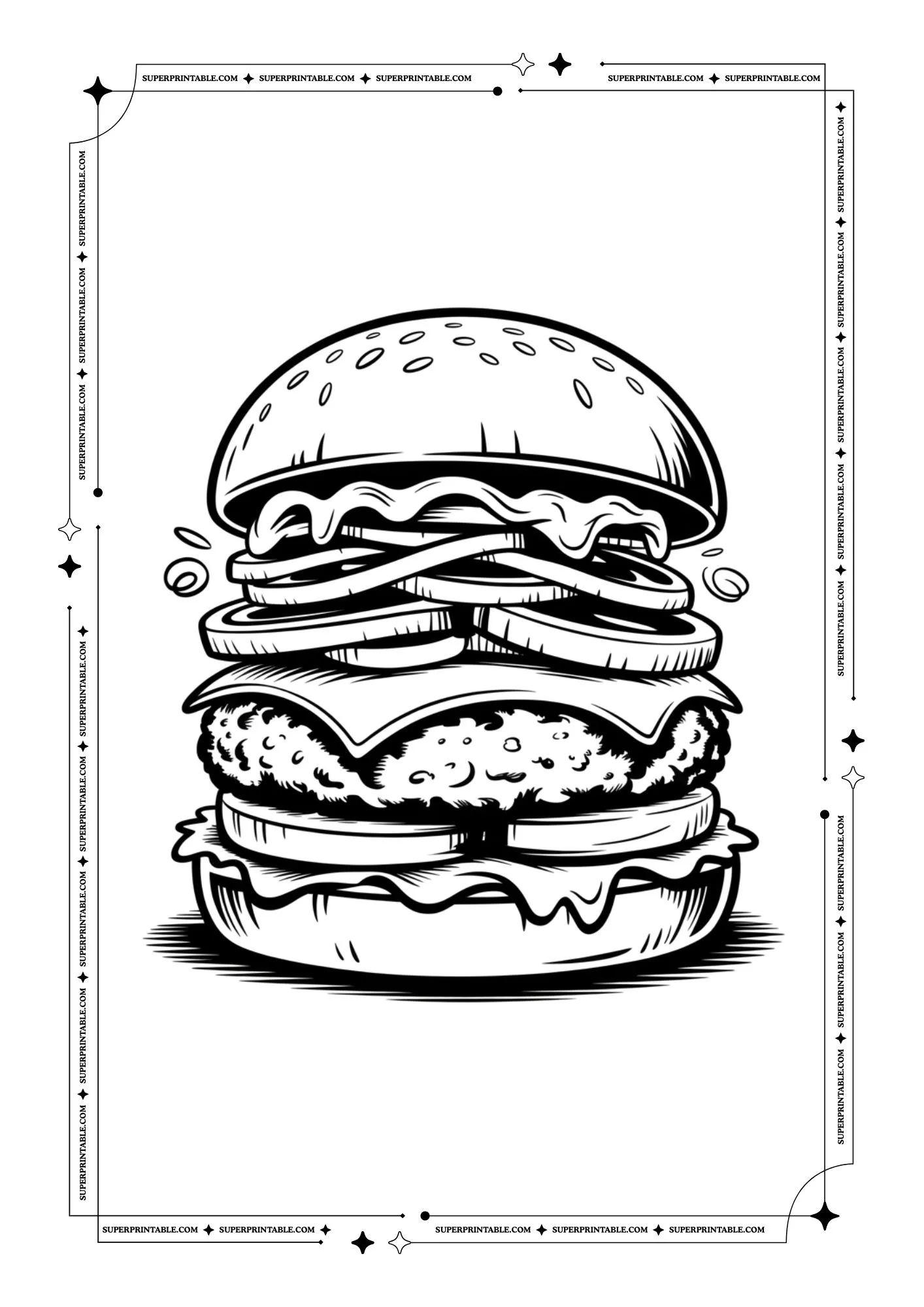 Burger Coloring Pages 01