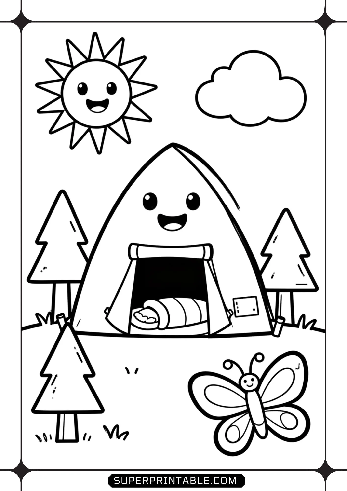 Camping Kids Toddler Coloring Pages 03