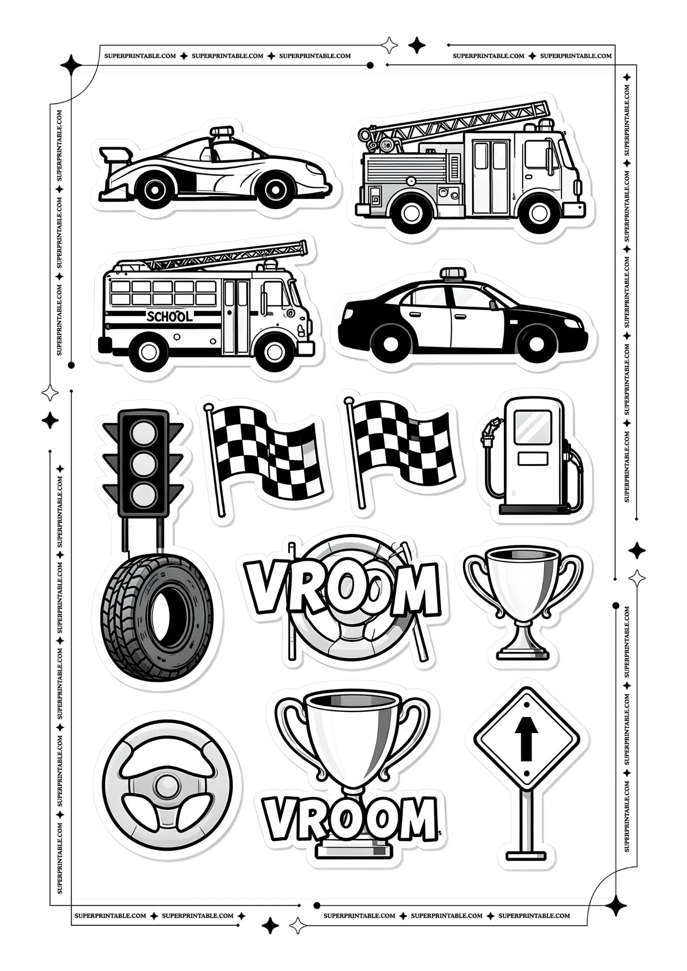 Car Sticker Coloring Pages 1