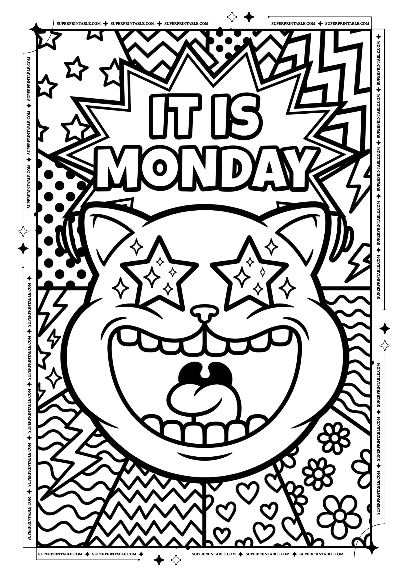 Cat Pop Art Coloring Pages For Kids & Adults 1