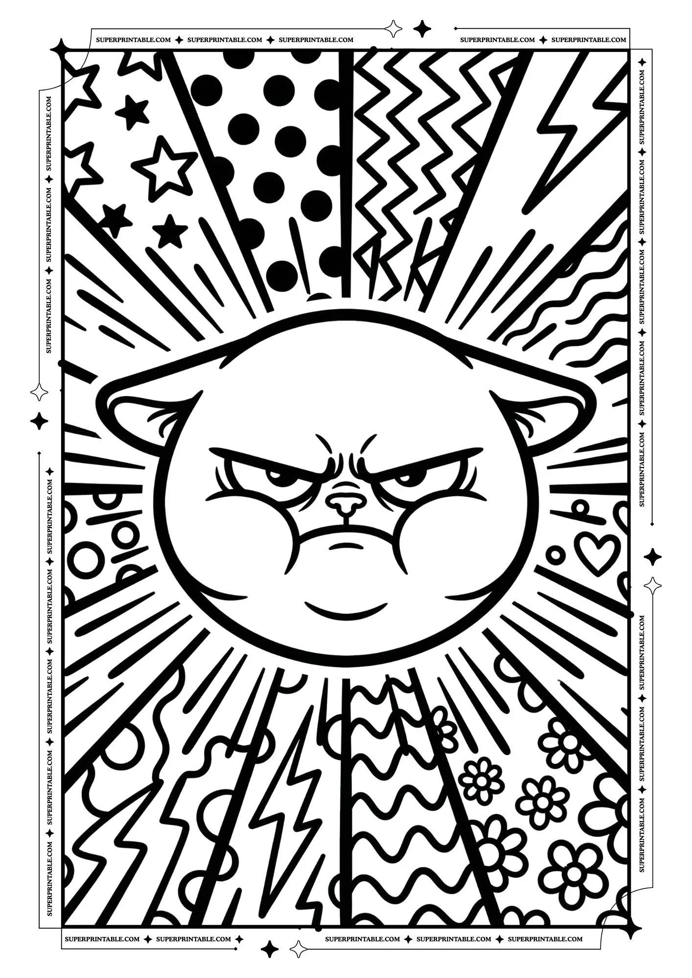 Cat Pop Art Coloring Pages For Kids & Adults 2