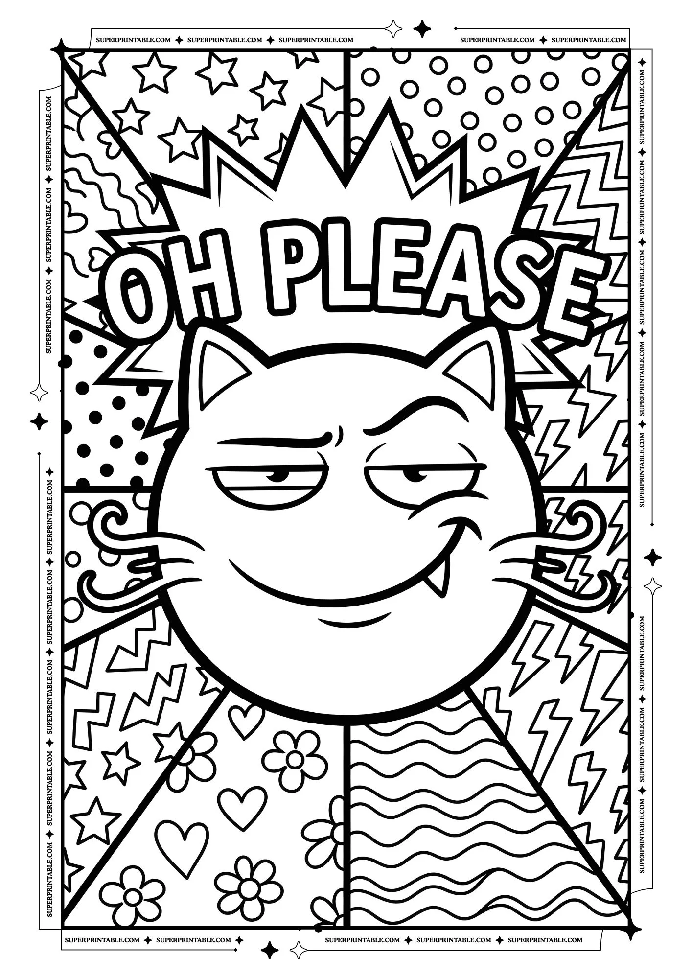 Cat Pop Art Coloring Pages For Kids & Adults 5