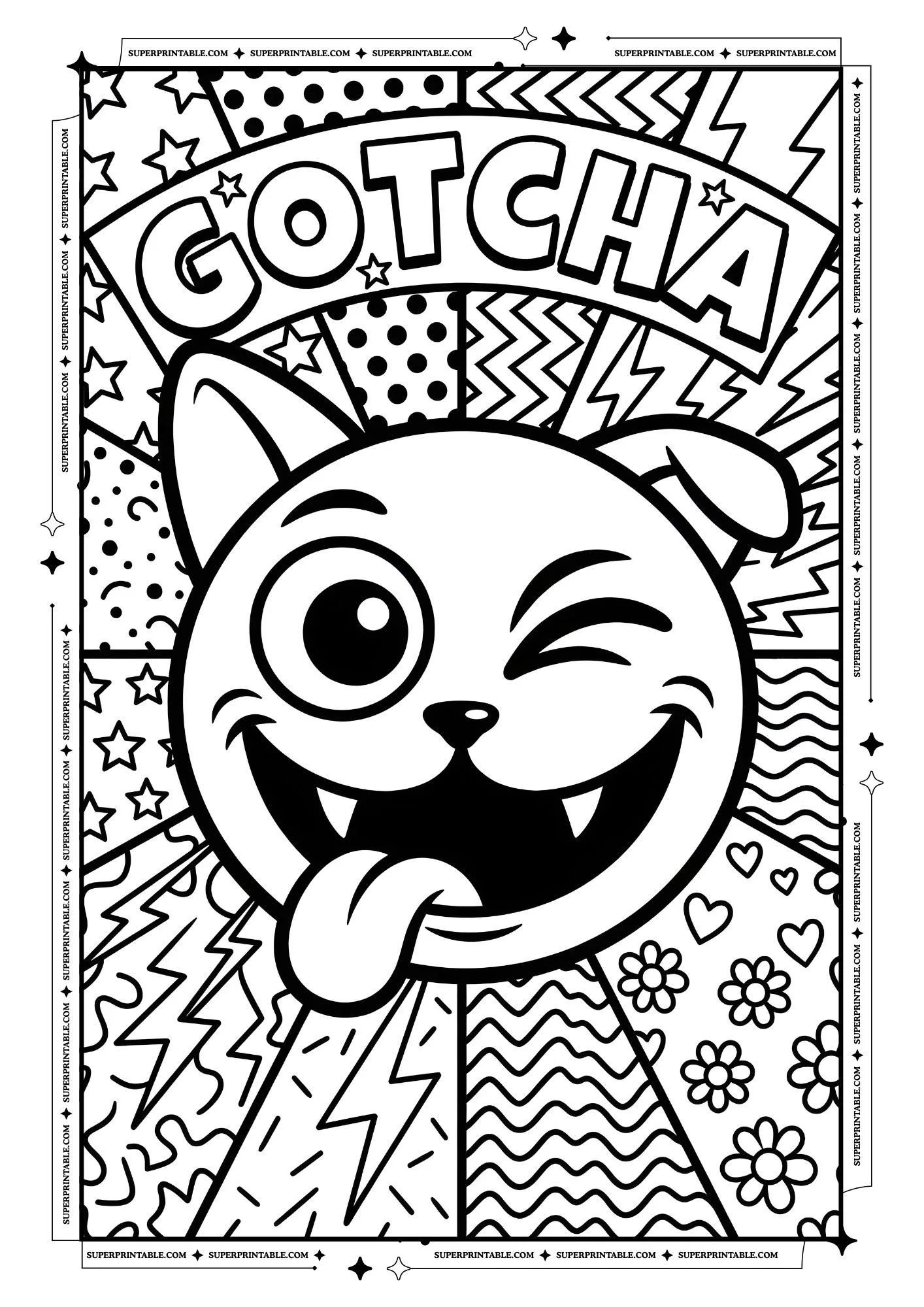 Cat Pop Art Coloring Pages For Kids & Adults 7