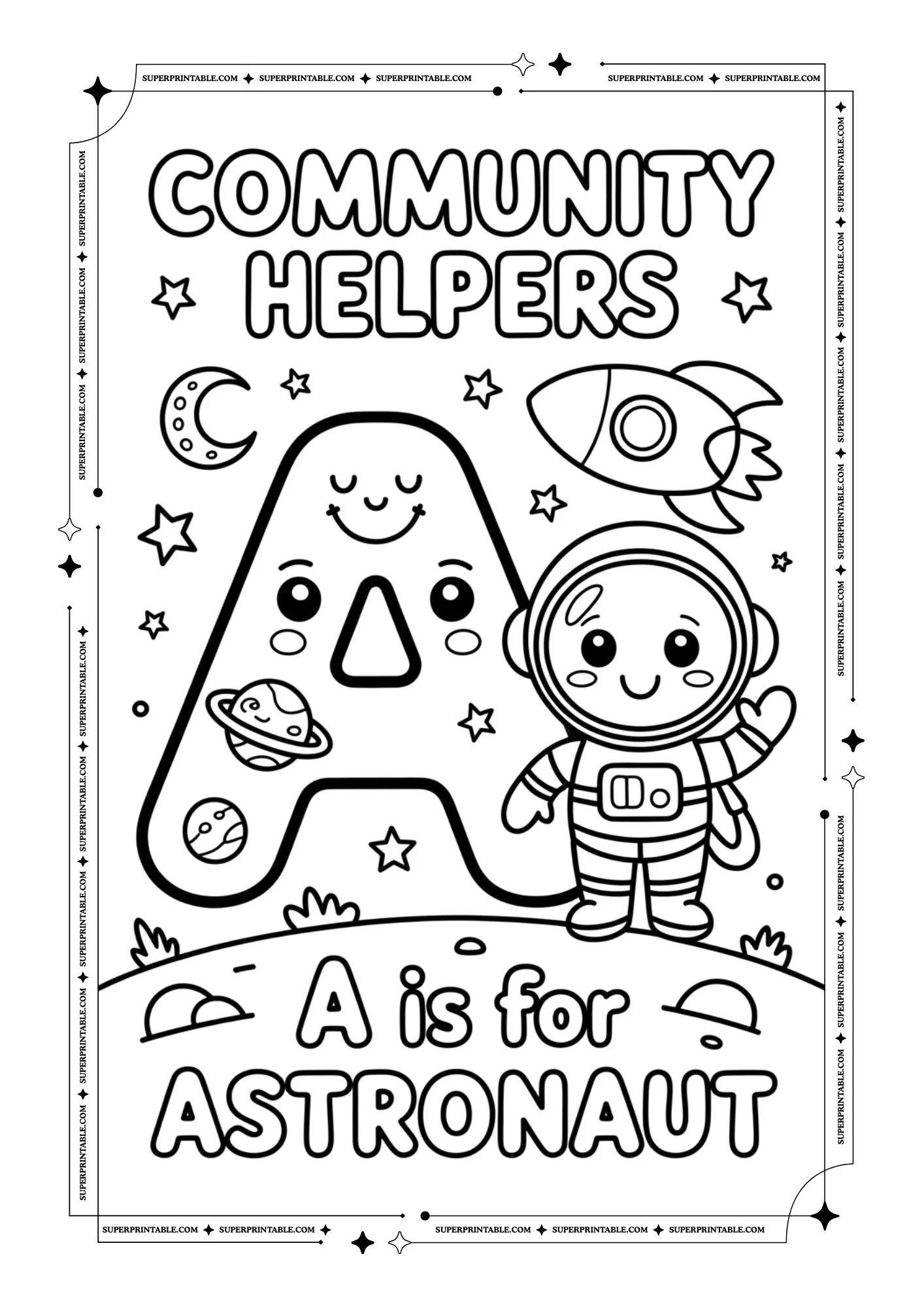 Community Alphabet Coloring Pages 1