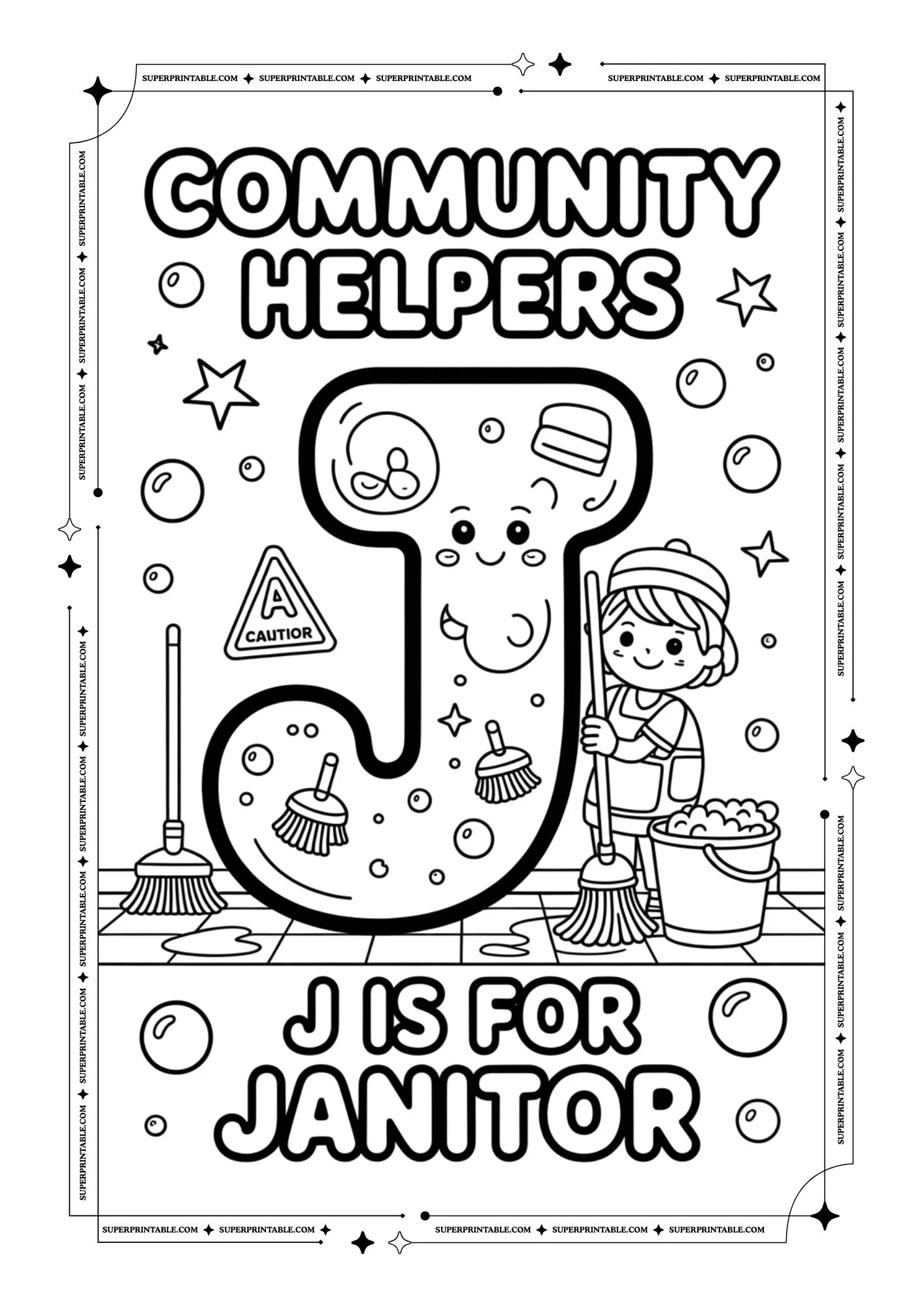 Community Alphabet Coloring Pages 10