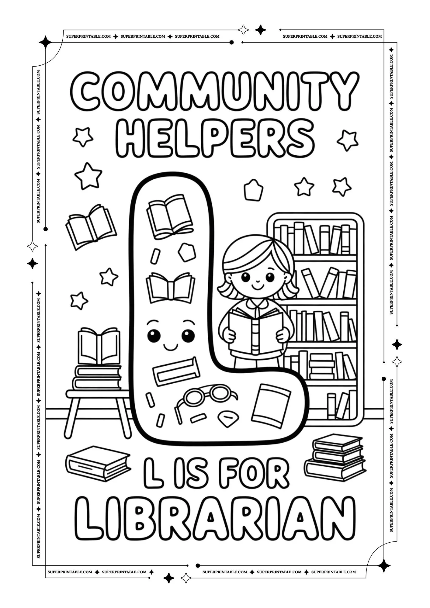Community Alphabet Coloring Pages 12