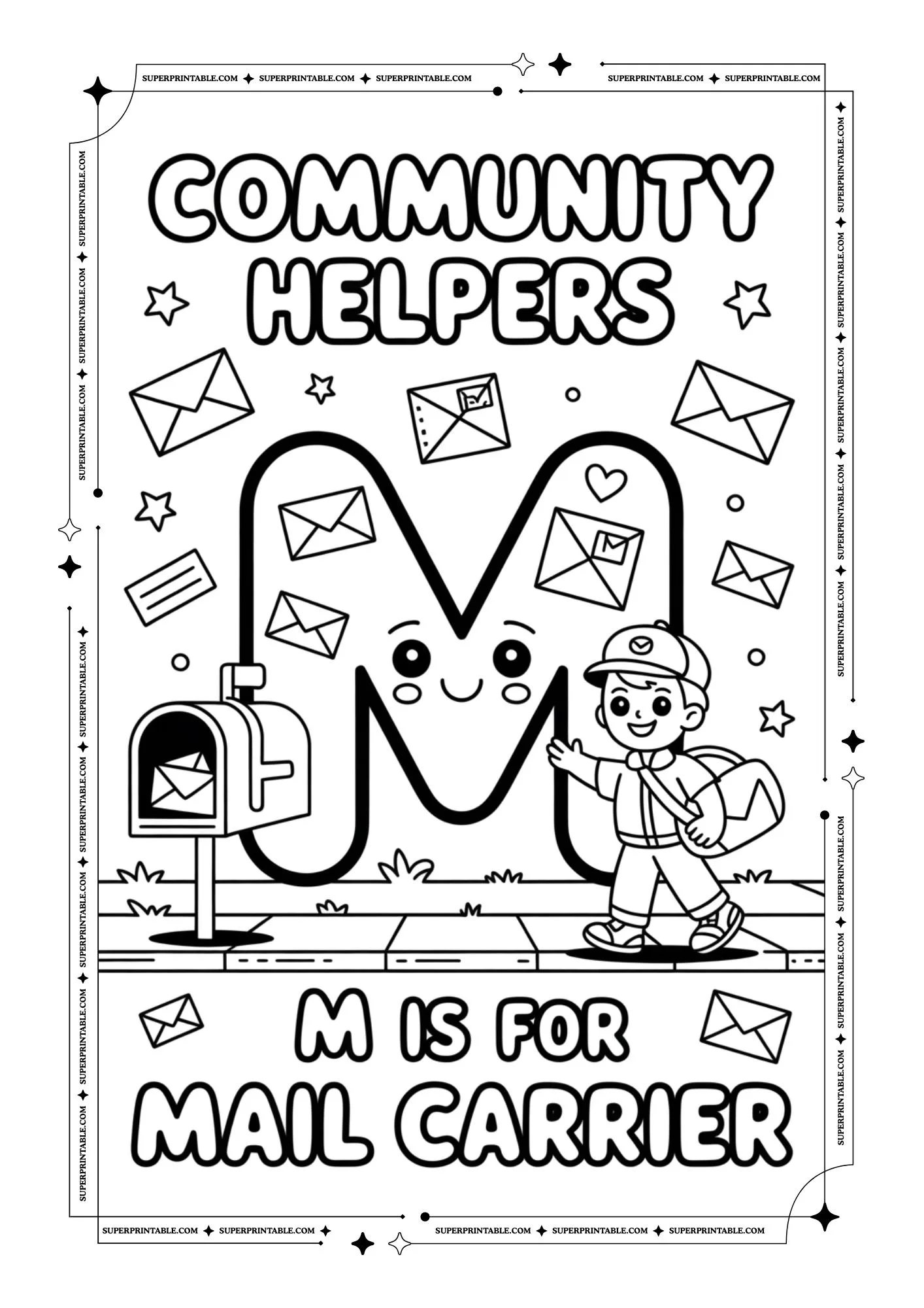 Community Alphabet Coloring Pages 13