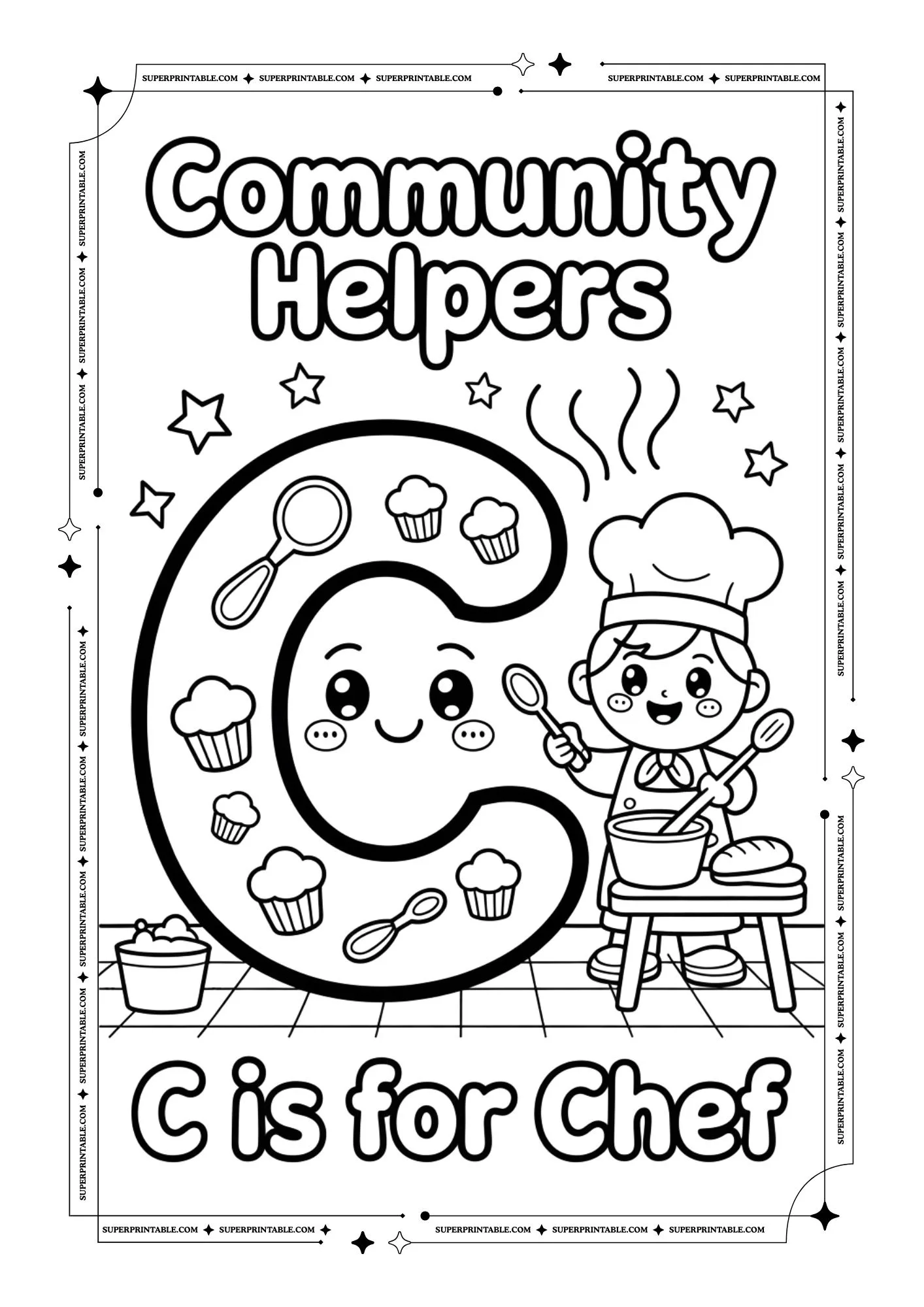 Community Alphabet Coloring Pages 3