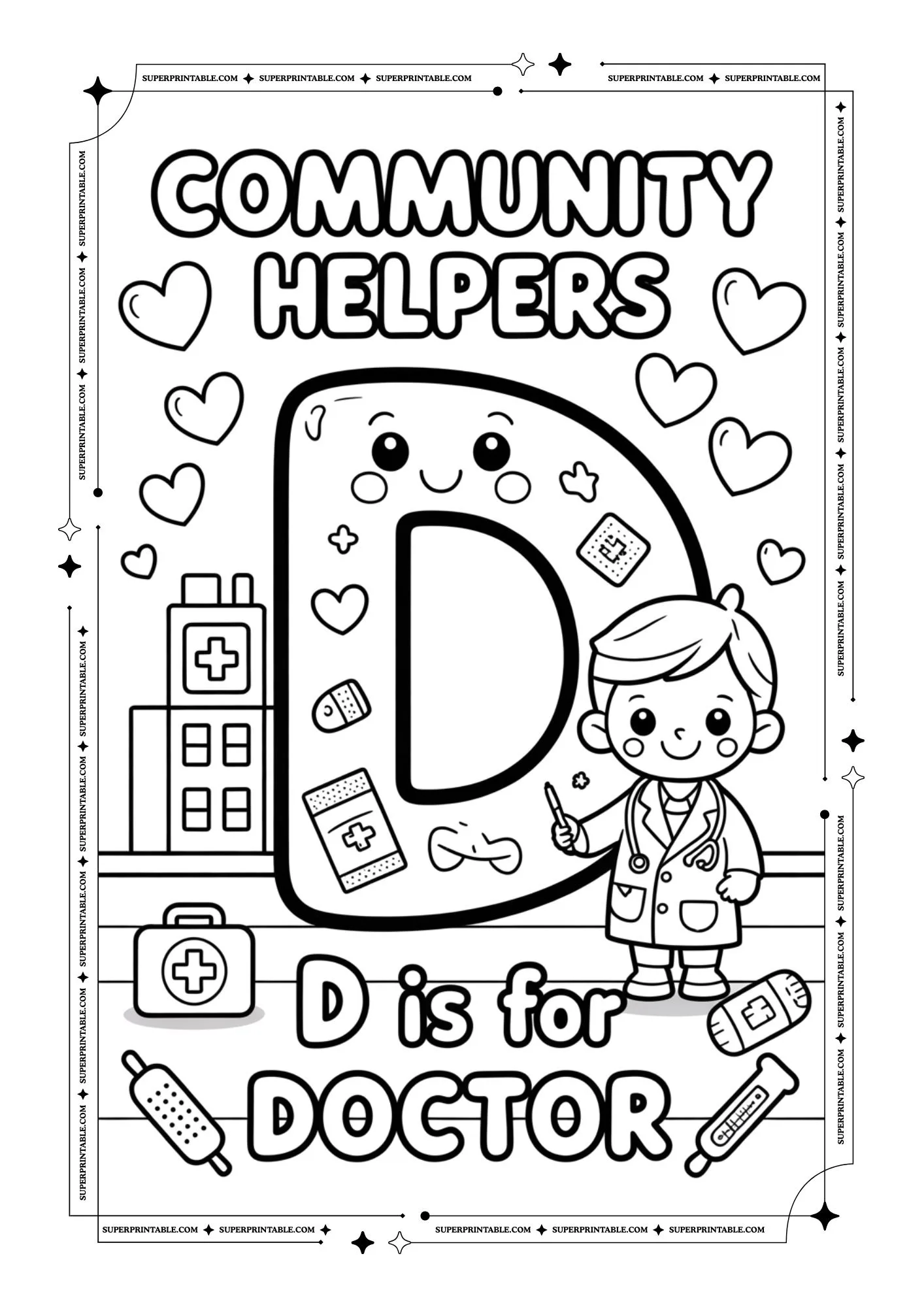 Community Alphabet Coloring Pages 4