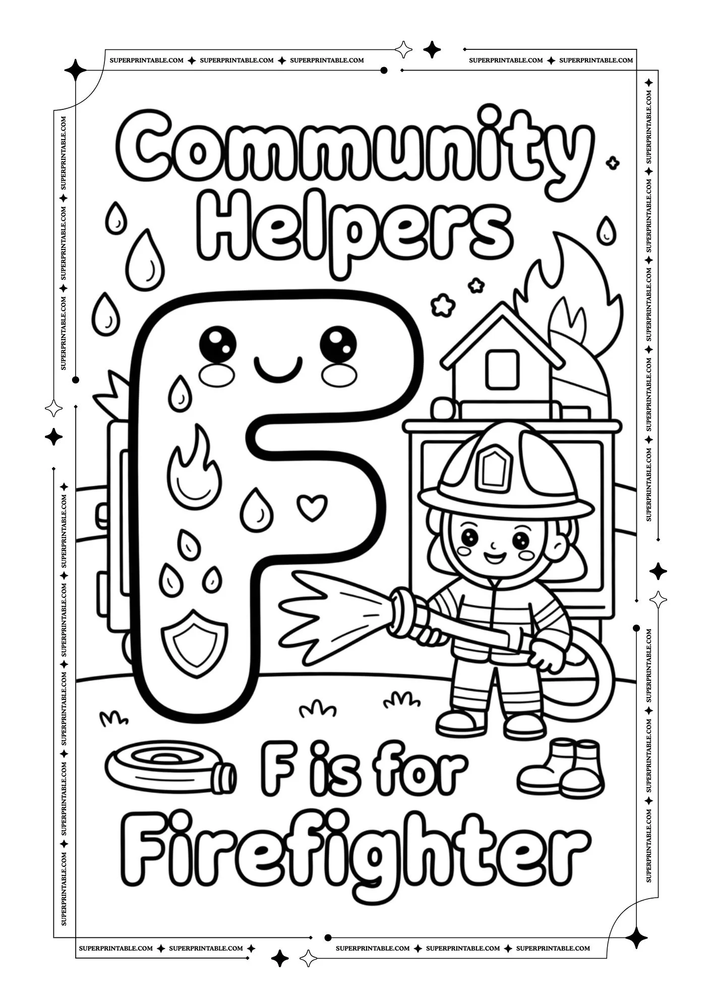 Community Alphabet Coloring Pages 6