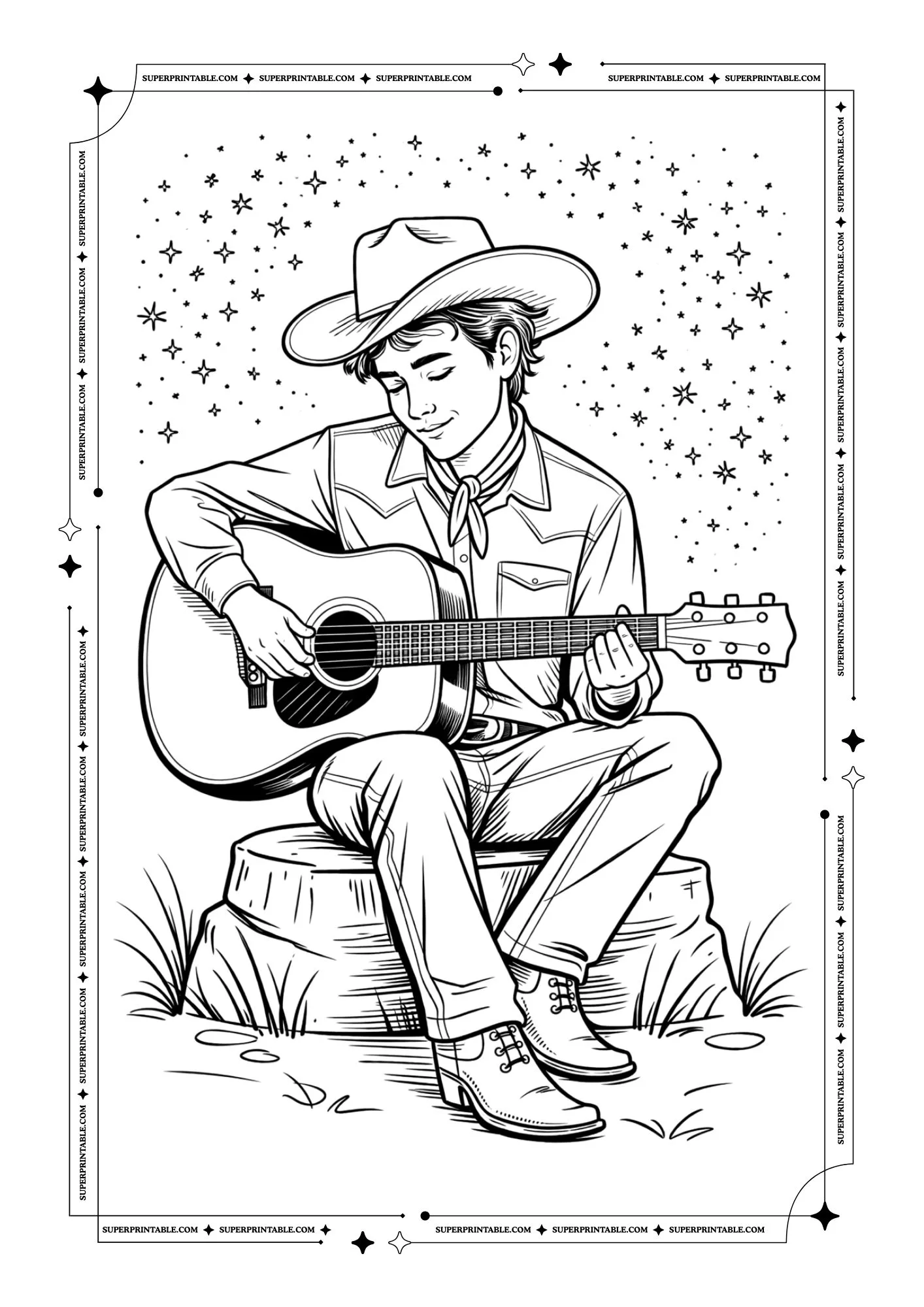 Cowboy and Cowgirl Coloring Pages 1