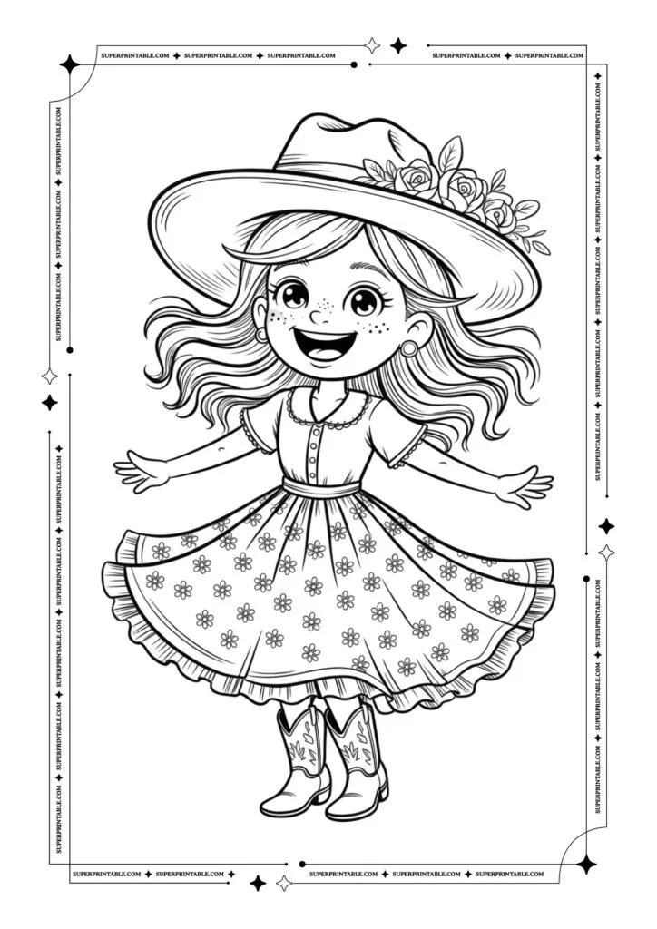 Cowboy and Cowgirl Coloring Pages 17