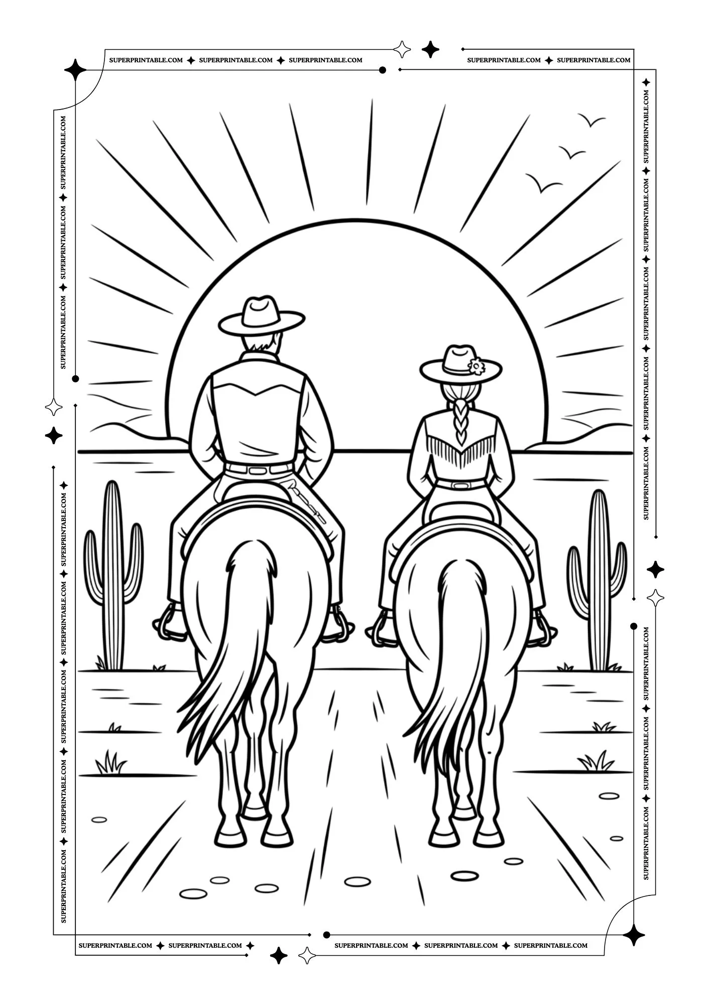 Cowboy and Cowgirl Coloring Pages 32