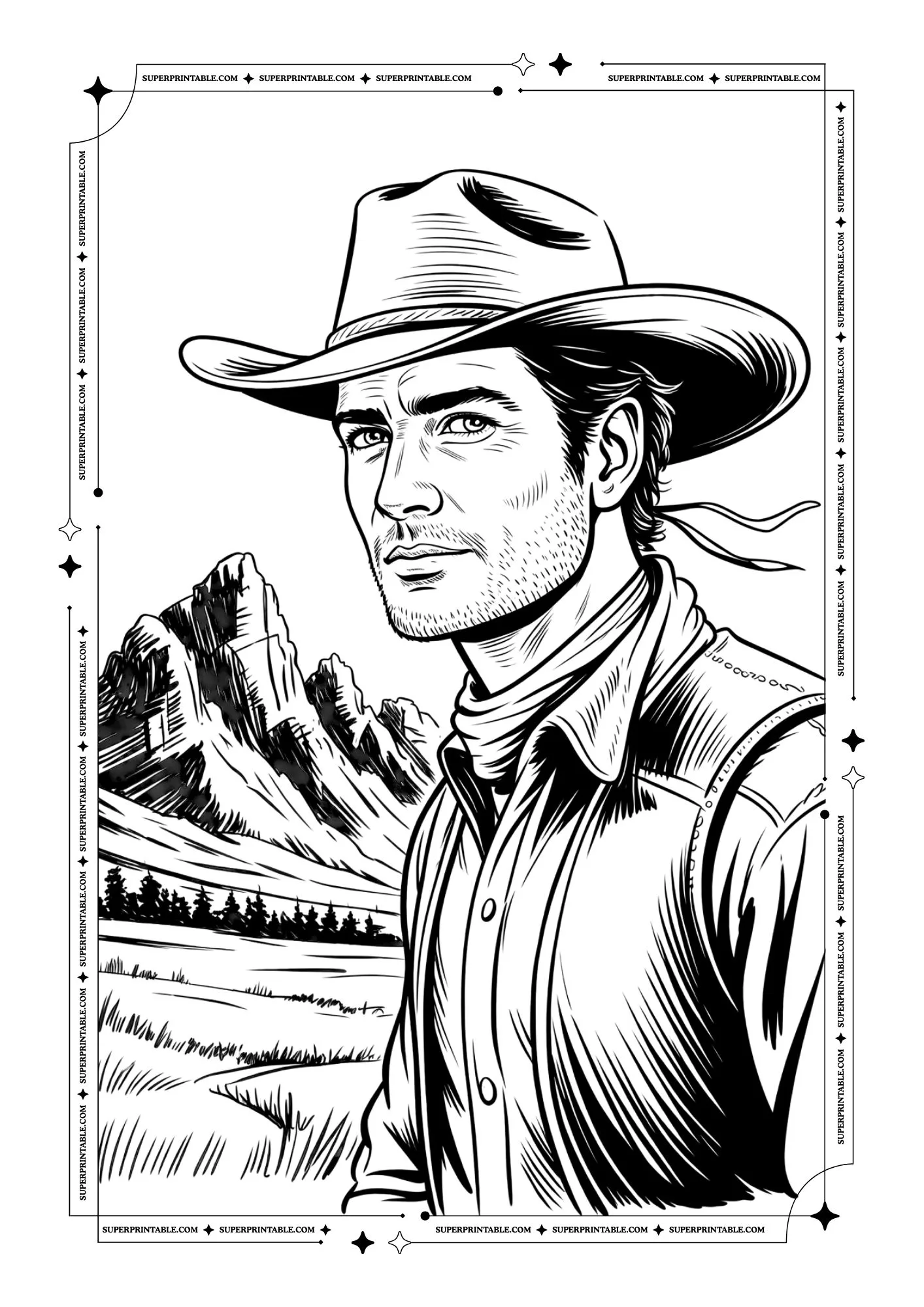 Cowboy and Cowgirl Coloring Pages 4