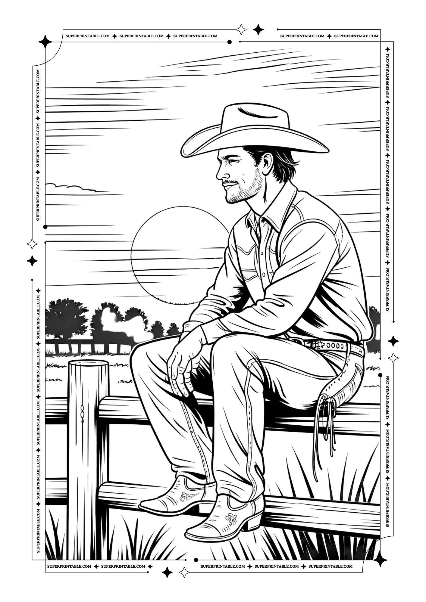 Cowboy and Cowgirl Coloring Pages 6
