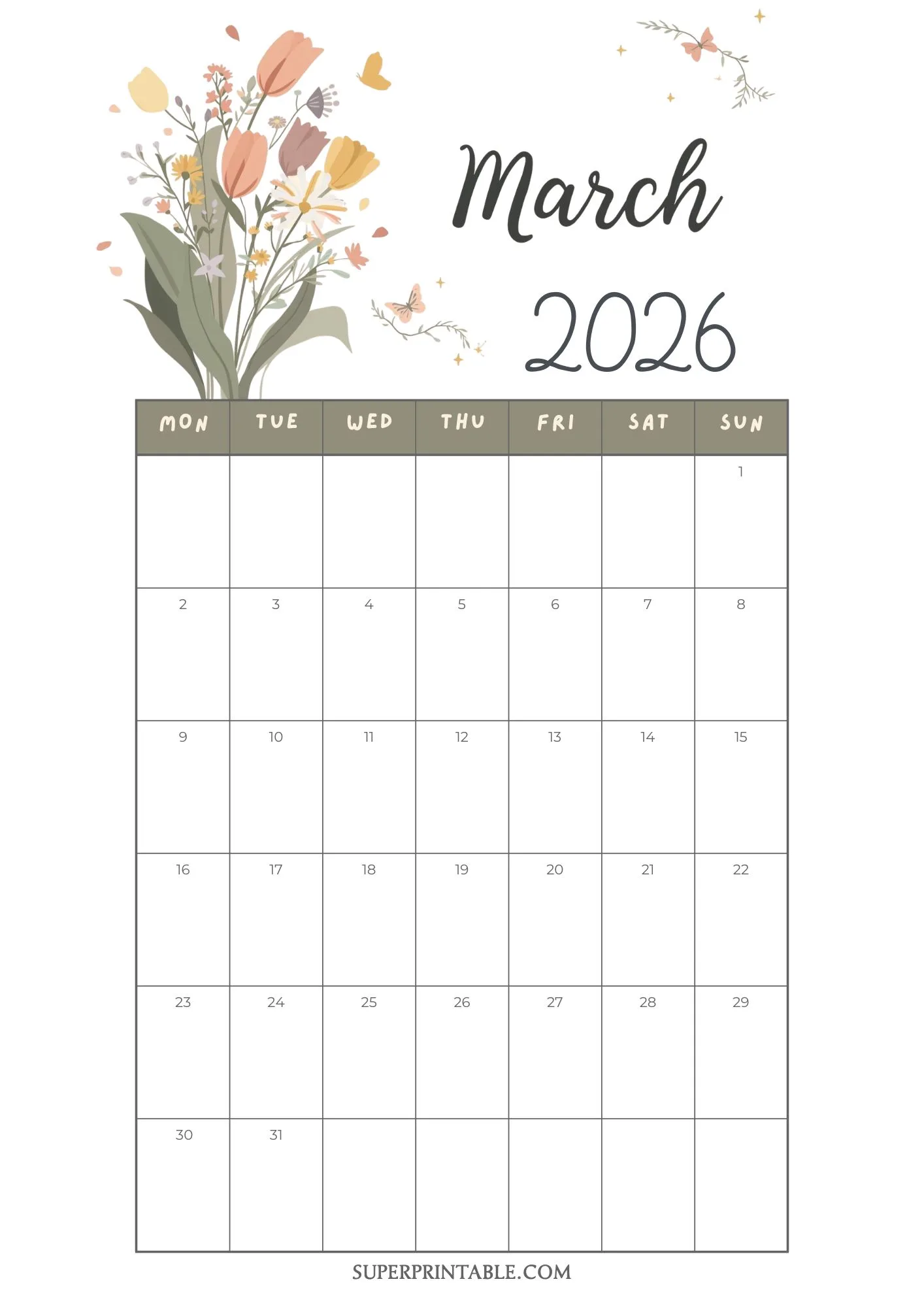 Creative Calendar March 2026 Monthly Planner 02
