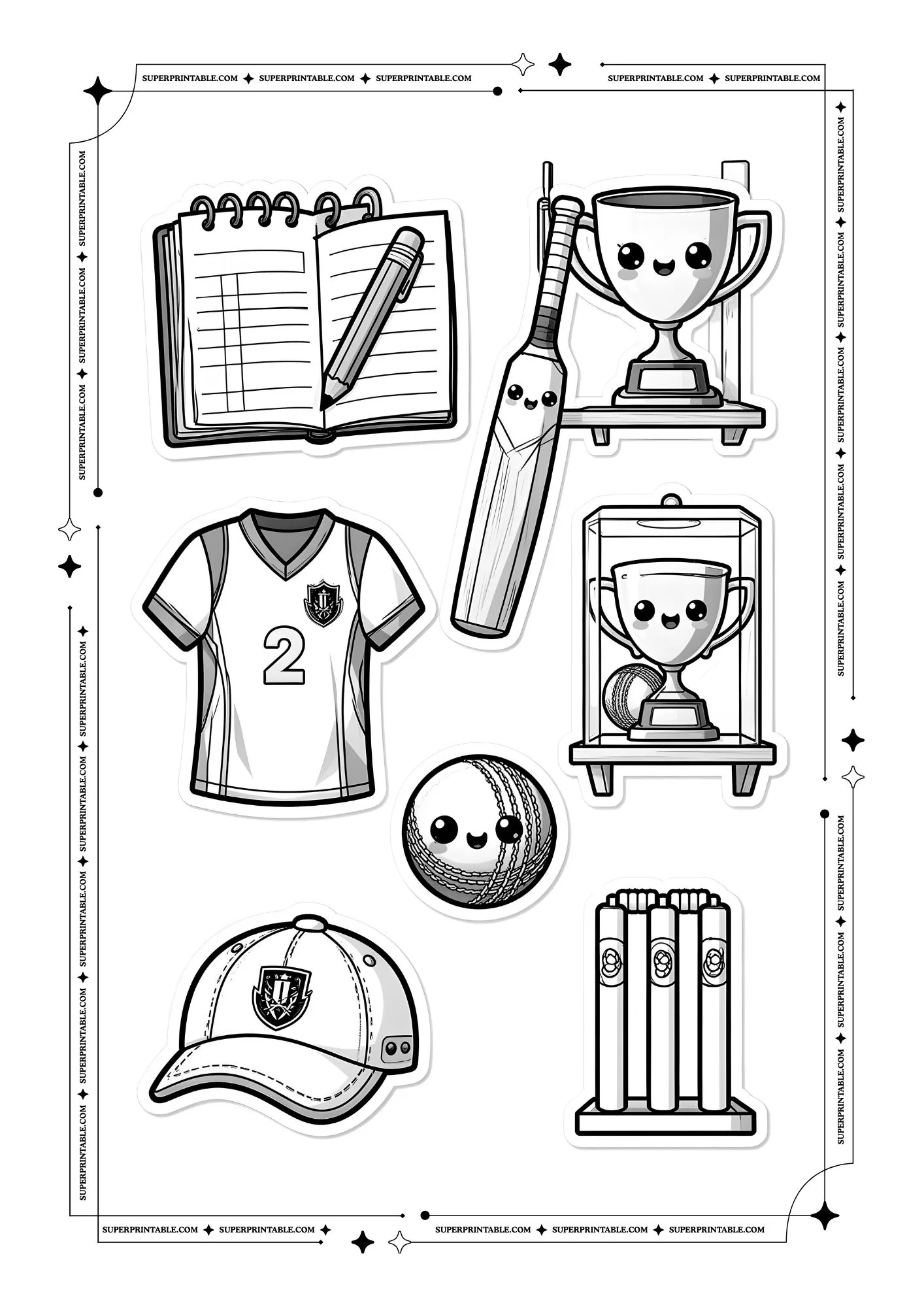 Cricket Sticker Coloring Page 3