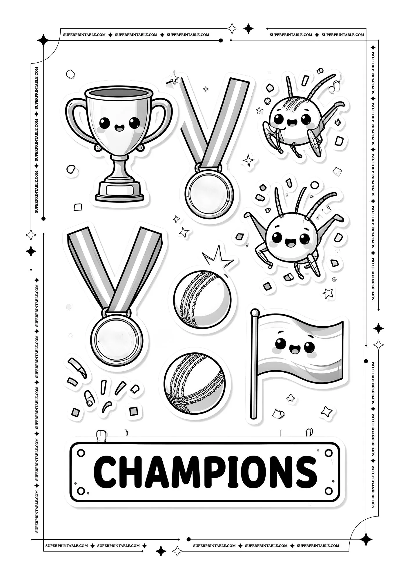 Cricket Sticker Coloring Page 4