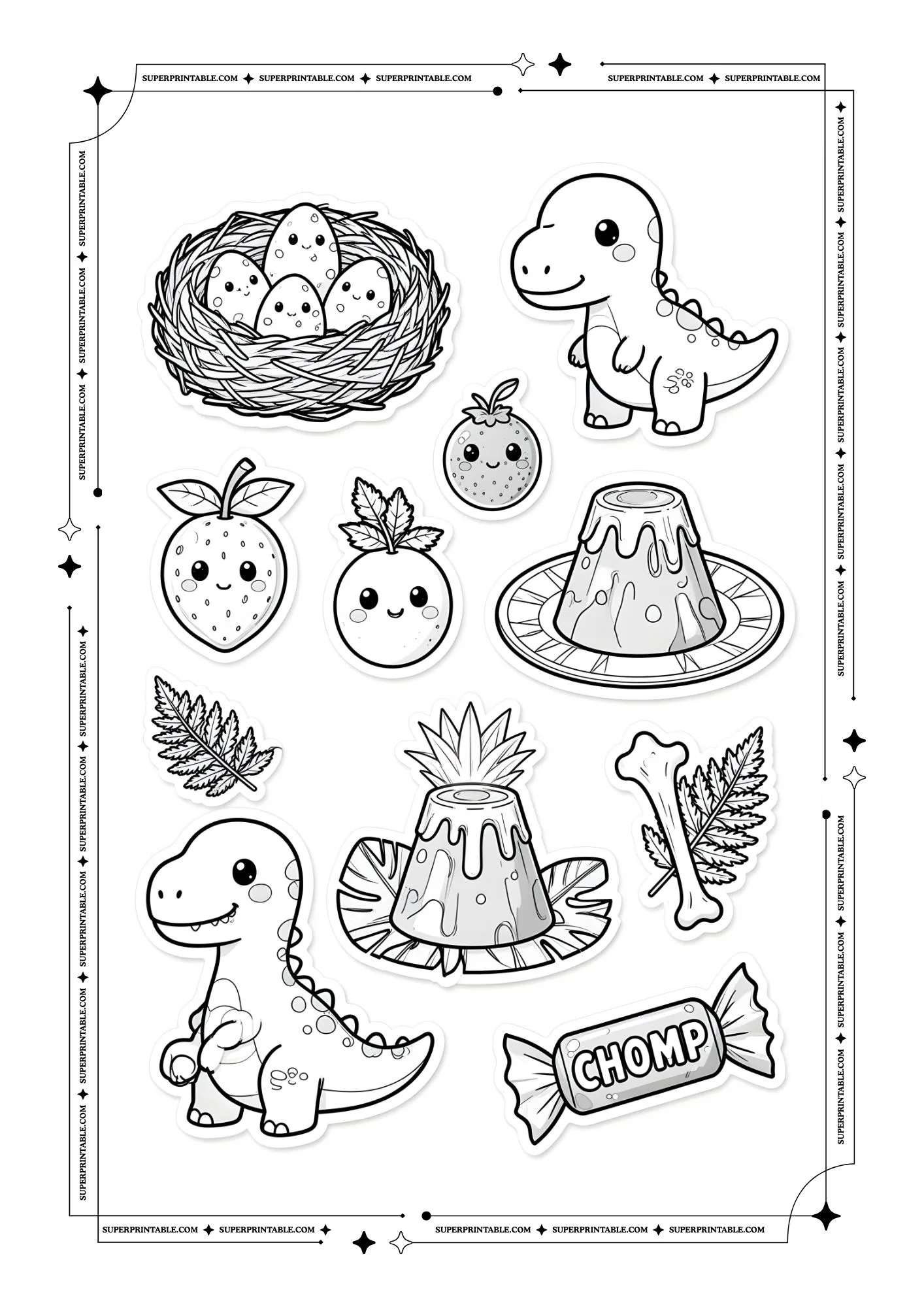 Dinosaur Sticker Coloring Pages 3
