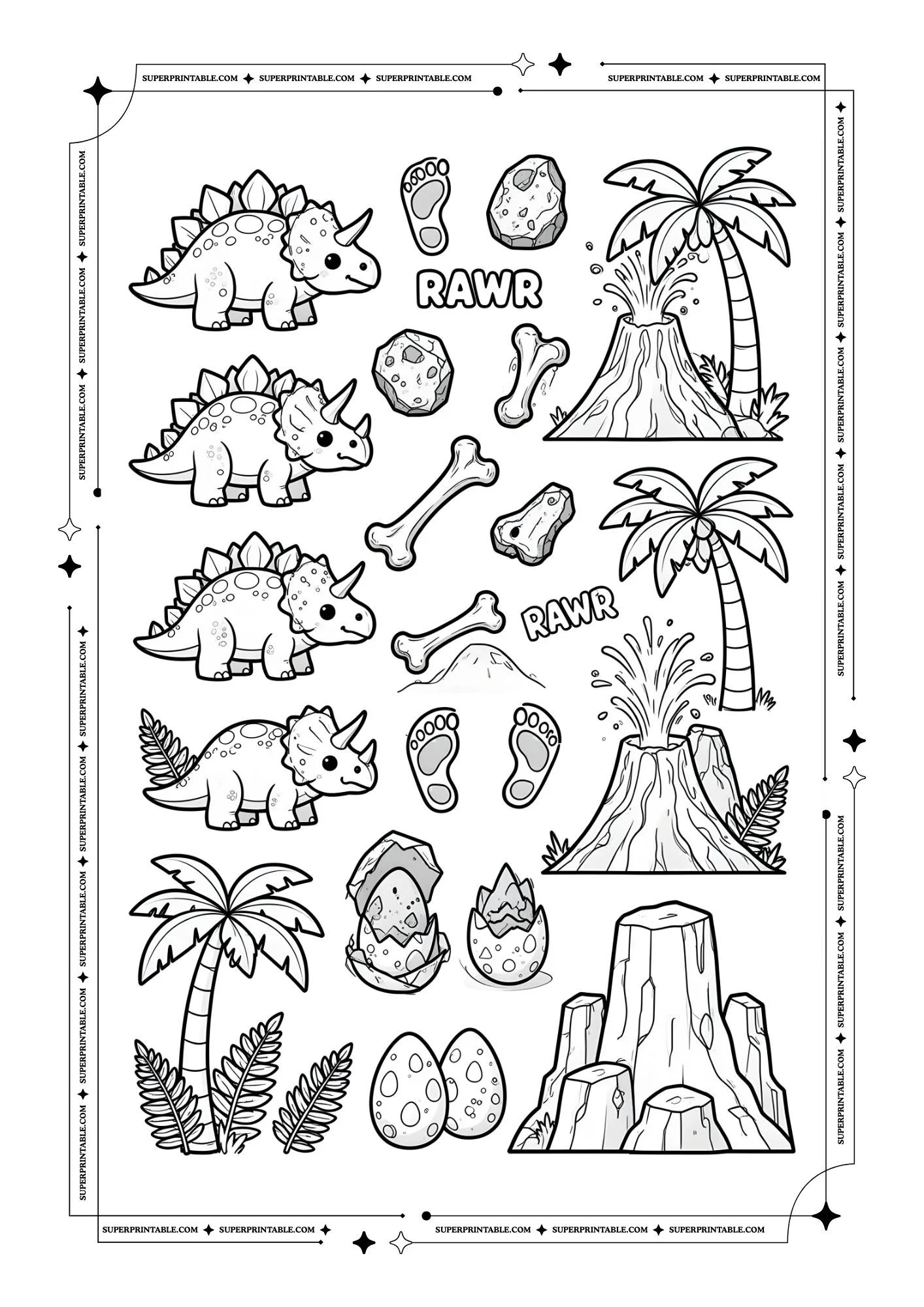 Dinosaur Sticker Coloring Pages 4