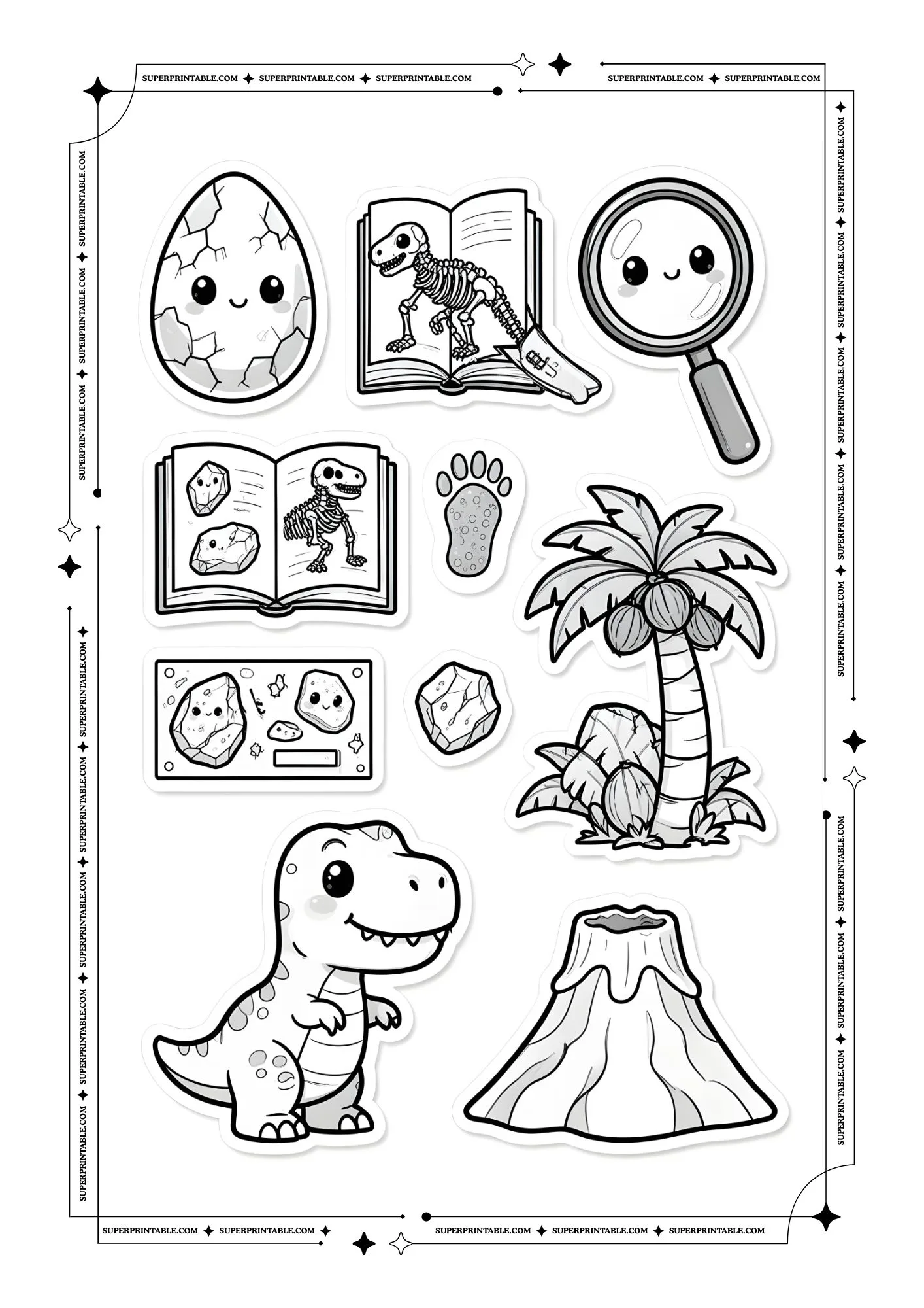 Dinosaur Sticker Coloring Pages 5