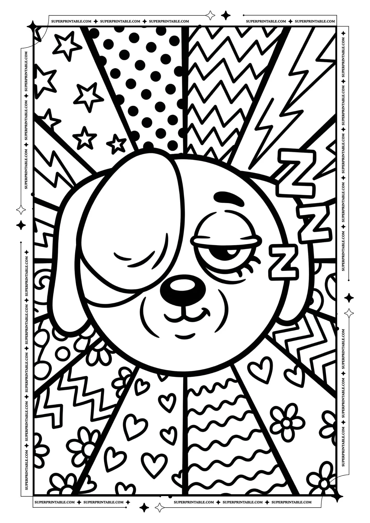 Dog Pop Art Coloring Pages For Kids & Adults 2