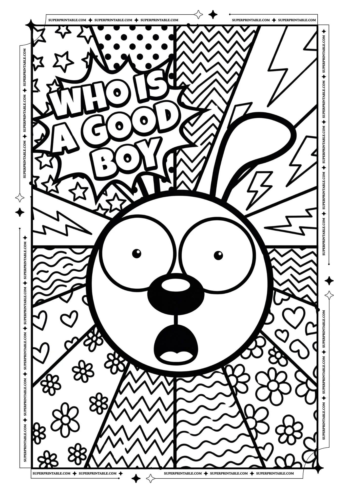 Dog Pop Art Coloring Pages For Kids & Adults 3