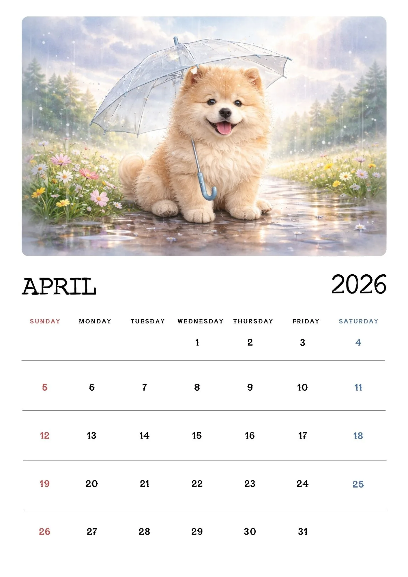 Dog Seasons Nature Calendar 2026 4