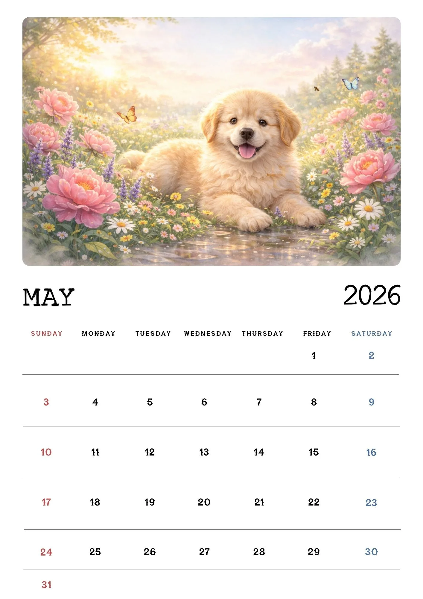 Dog Seasons Nature Calendar 2026 5