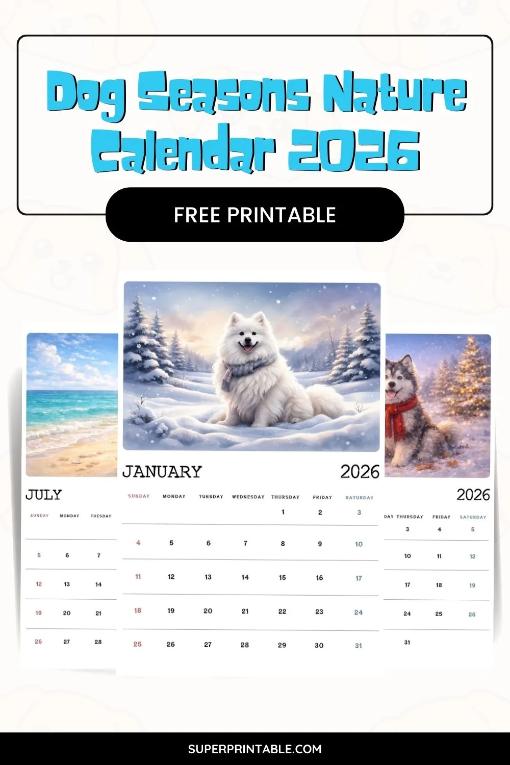 Dog Seasons Nature Calendar 2026 Pinterest Image