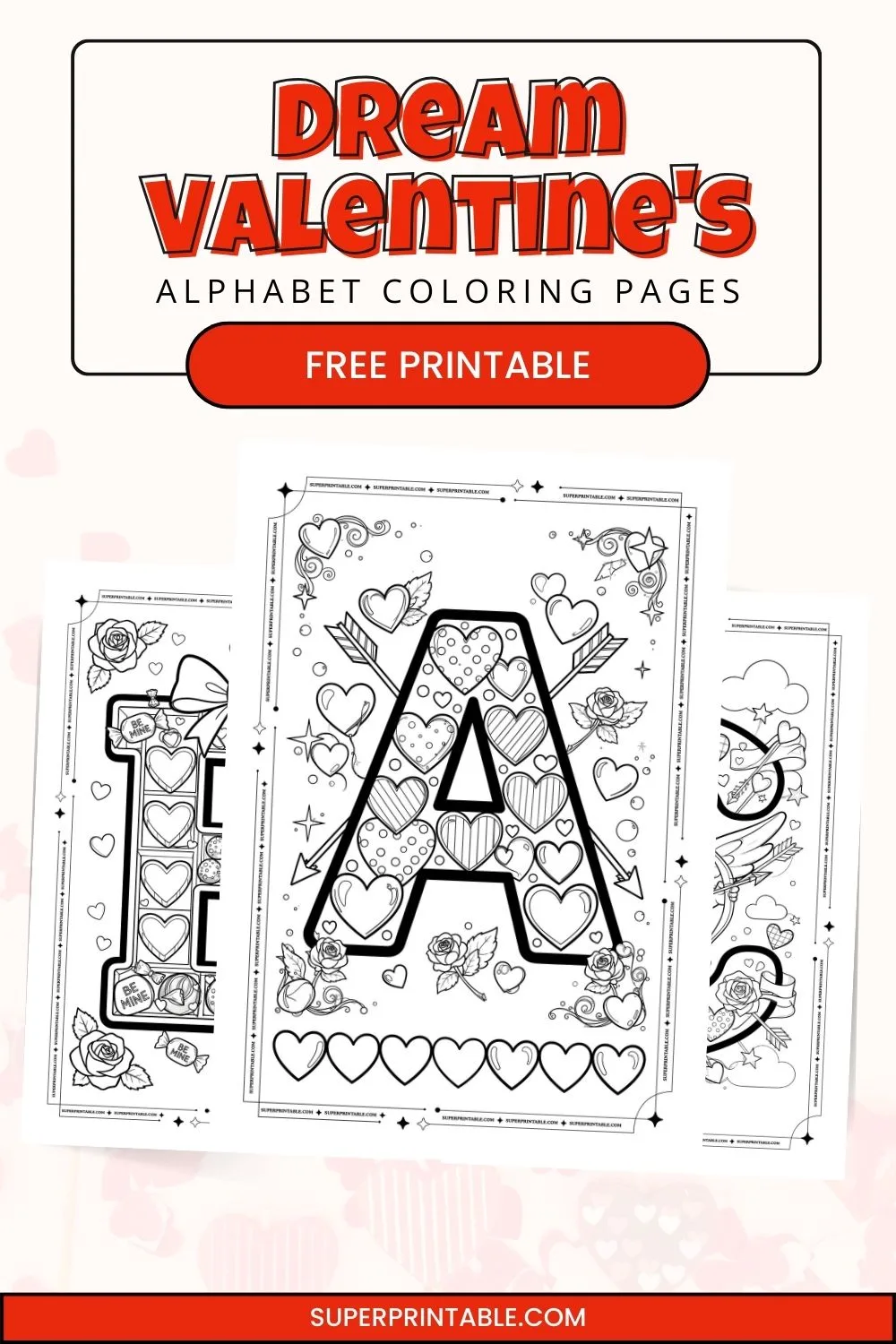 Dream Valentine's Alphabet Coloring Pages Pinterest Image