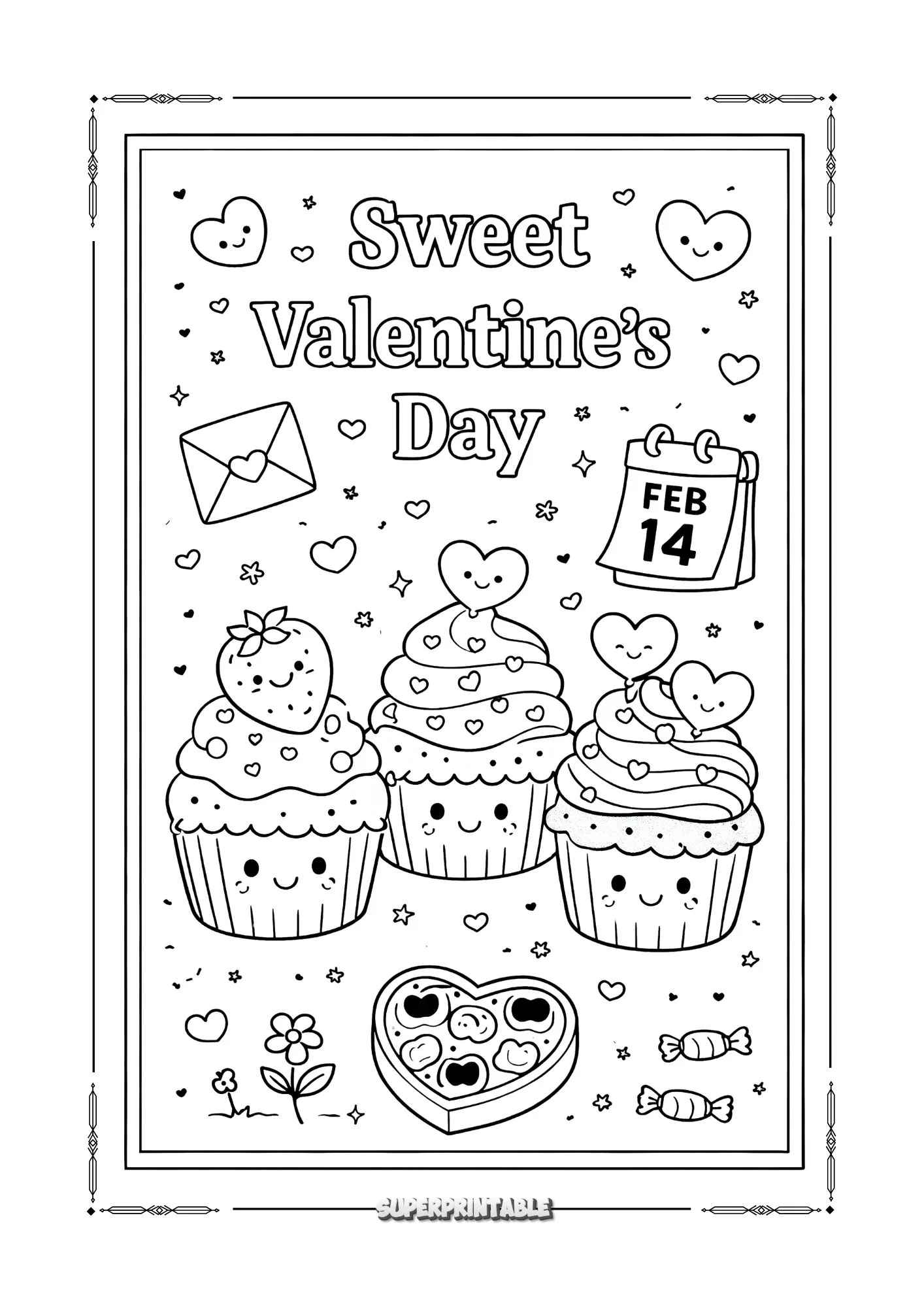 February & Valentines Coloring Paper 2