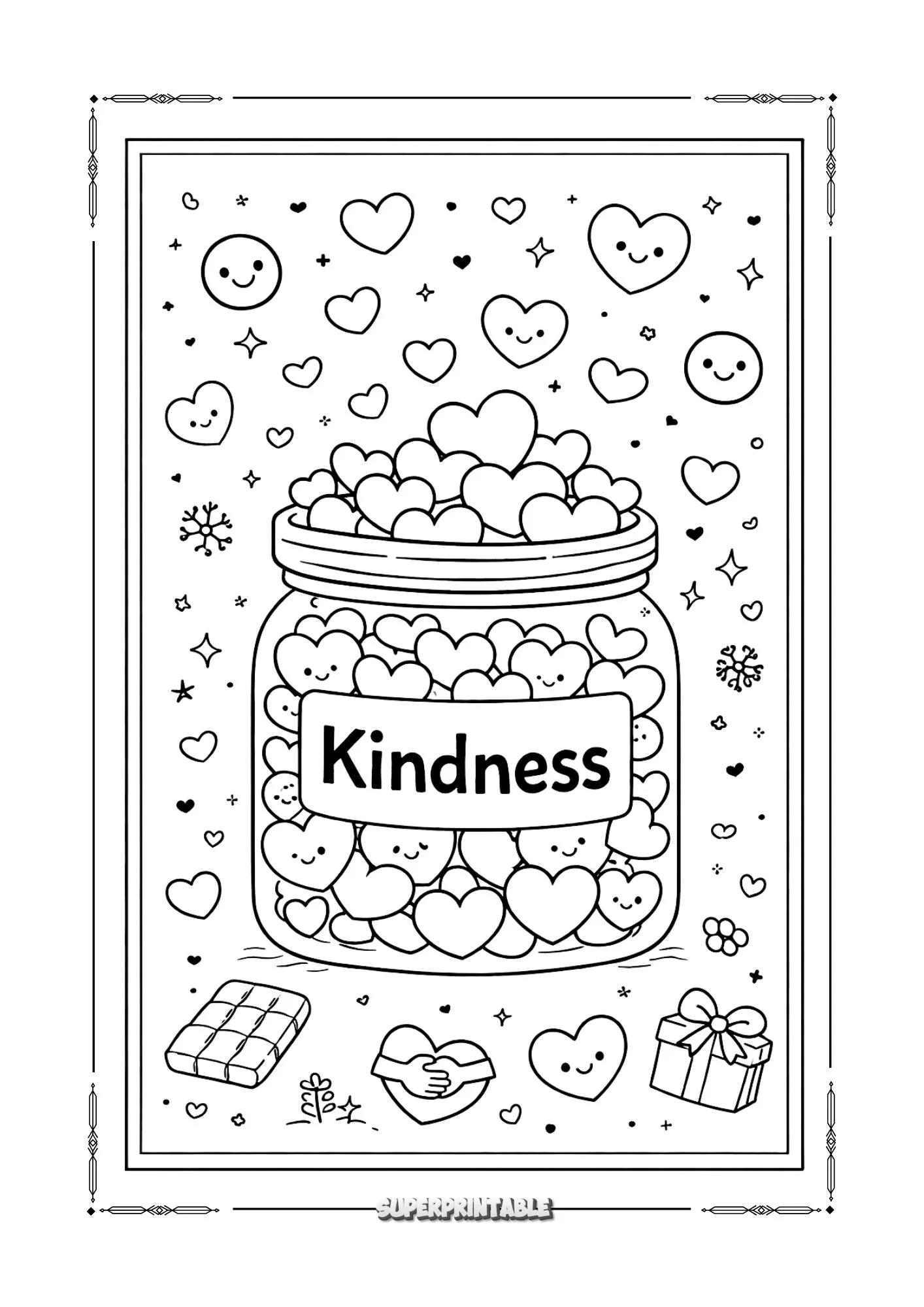 February & Valentines Coloring Paper 3