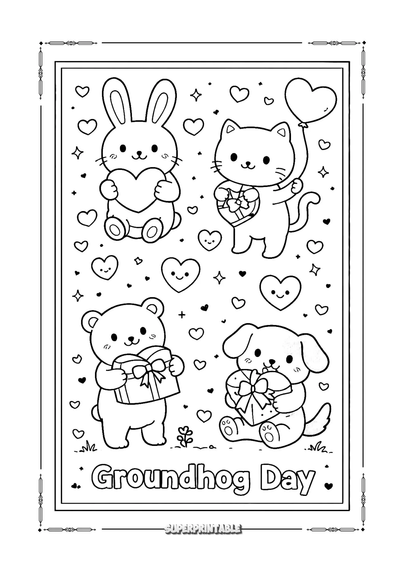 February & Valentines Coloring Paper 5