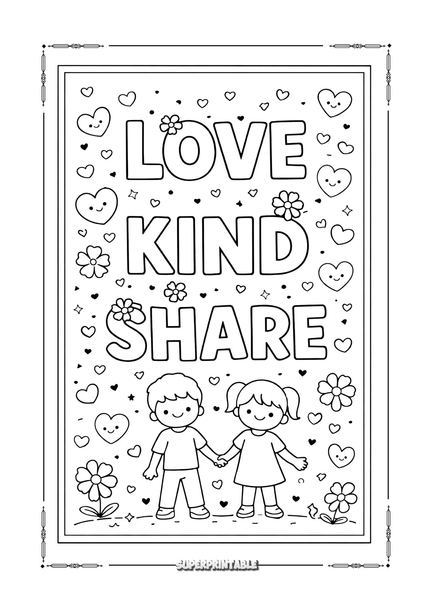 February & Valentines Coloring Paper 6