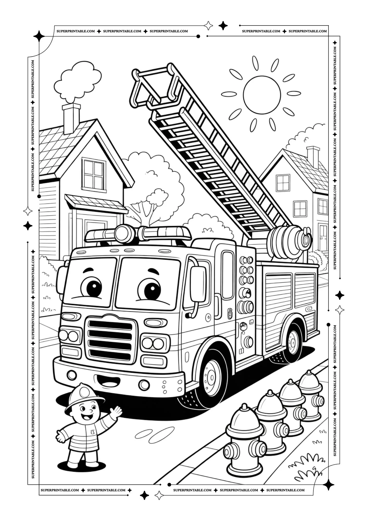 Fire Truck Coloring Pages 3