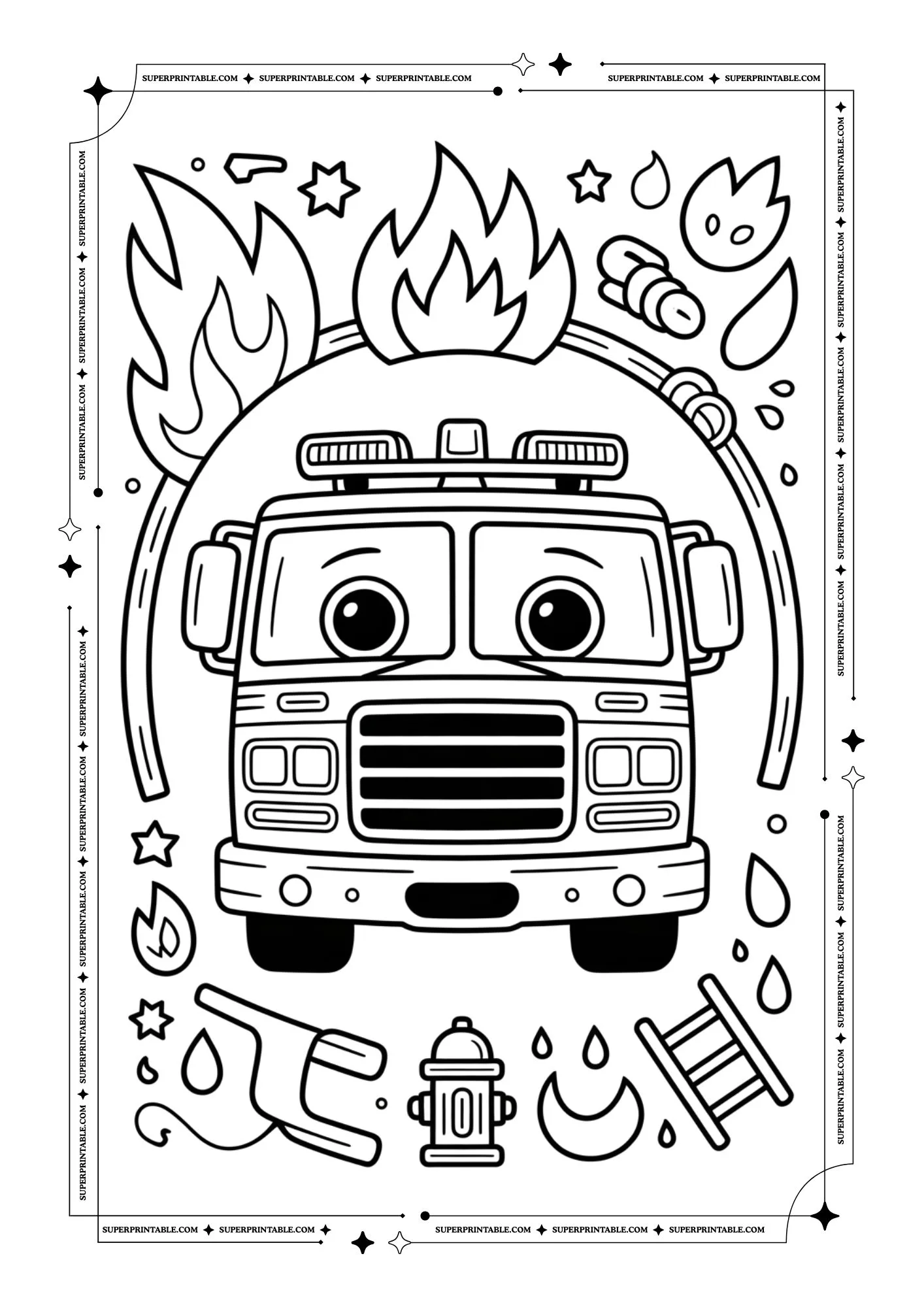 Fire Truck Coloring Pages 9